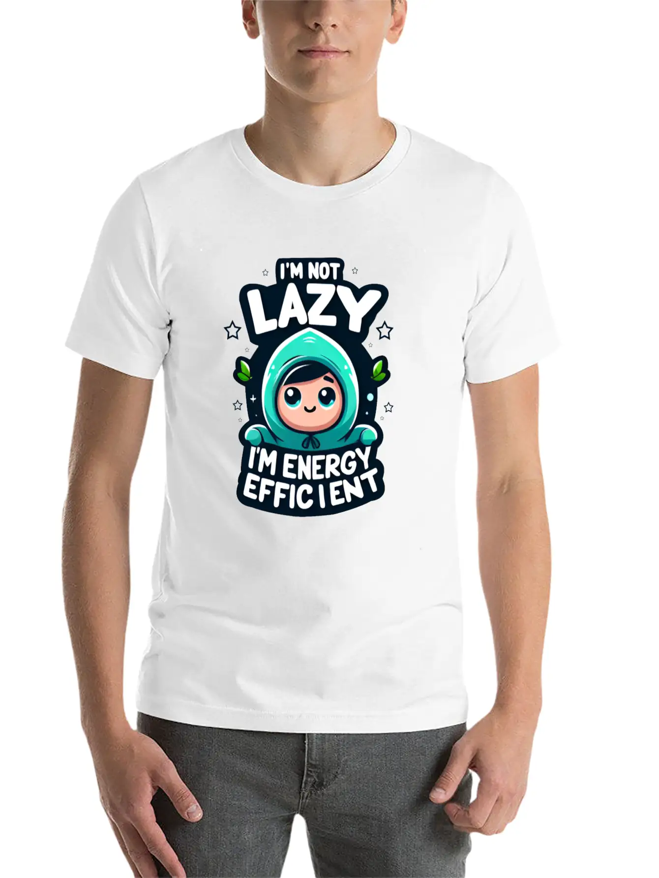 I'm Not Lazy I'm Energy Efficient Lightweight Cotton T-Shirt – Daily Comfort Graphic Shirt