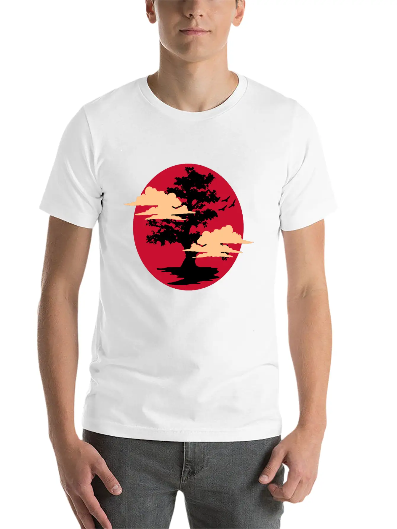 Japanese Bonsai Tree And Cloud Stylish Everyday T-Shirt – Unisex Basic Cotton Tee