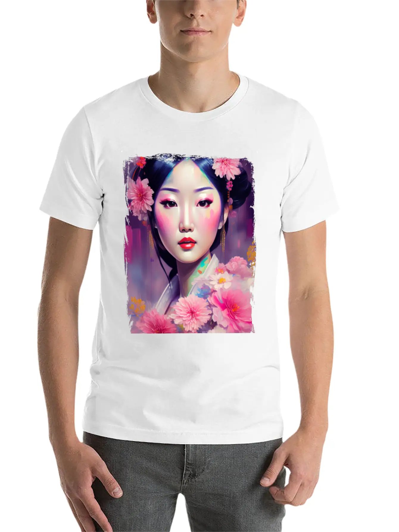 Japanese Geisha Portrait Art Lightweight Cotton T-Shirt – Daily Comfort Graphic Shirt