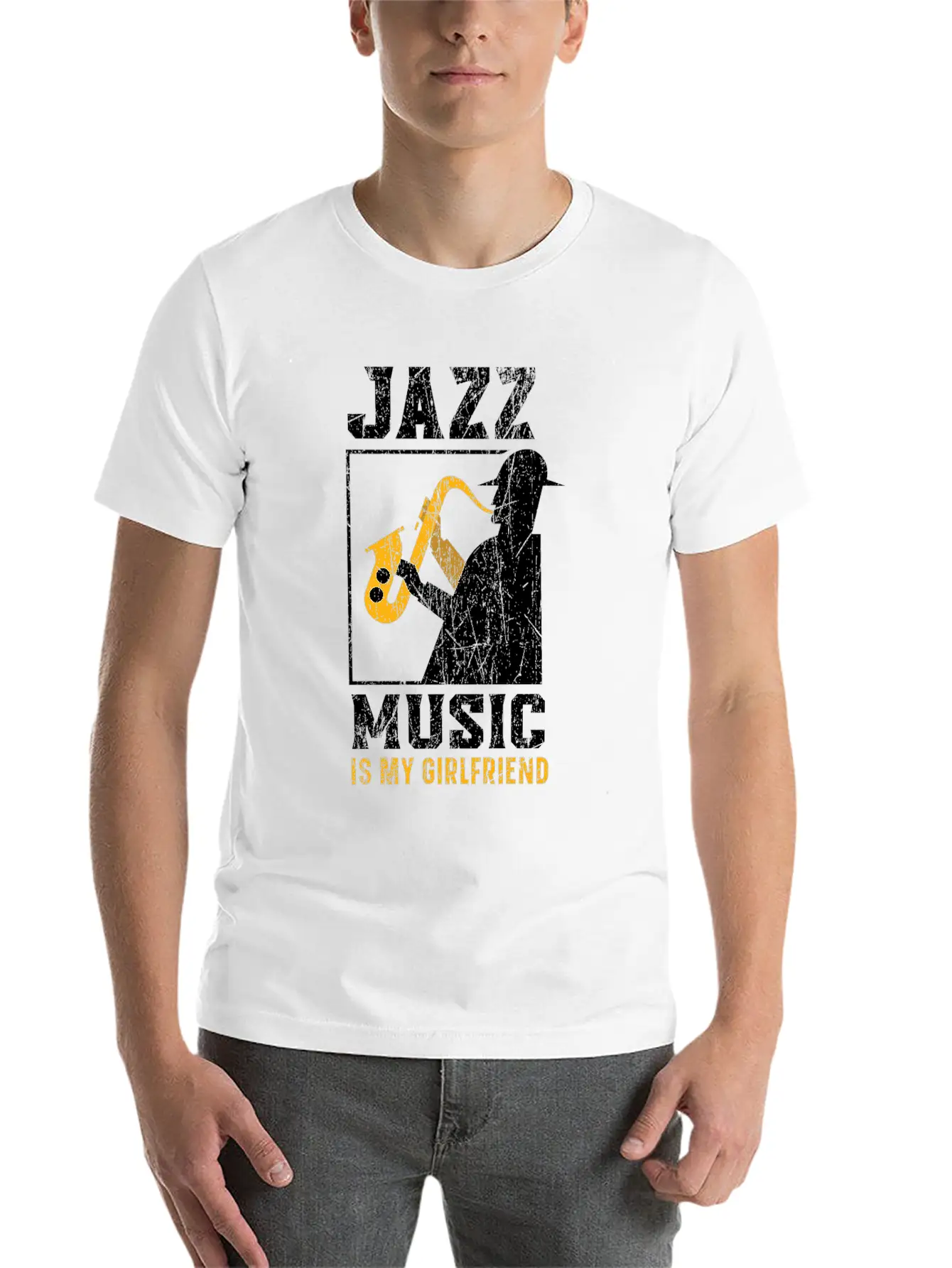 Jazz Music Is My Girlfriend Musician Instrument Lightweight Cotton T-Shirt – Daily Comfort Graphic Shirt