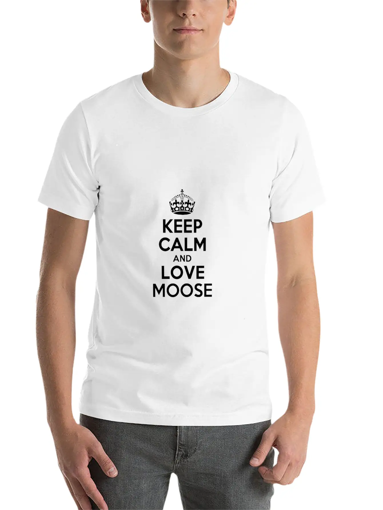 Keep Calm And Love Moose Stylish Everyday T-Shirt – Unisex Basic Cotton Tee
