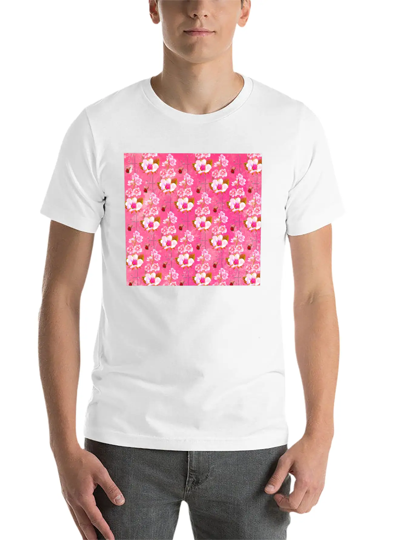Letter A With Floral . Pattern Letter Stylish Everyday T-Shirt – Unisex Basic Cotton Tee
