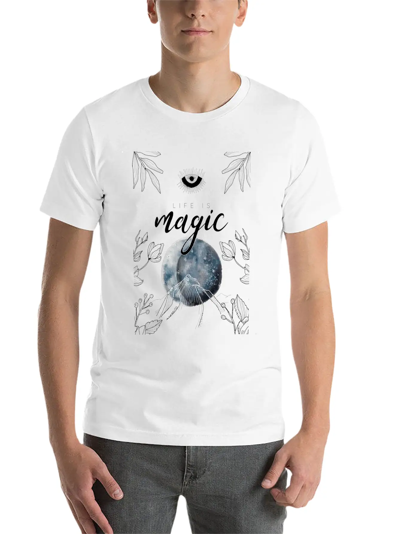 Life Is Magic Moon Earth Gift Idea Stylish Everyday T-Shirt – Unisex Basic Cotton Tee