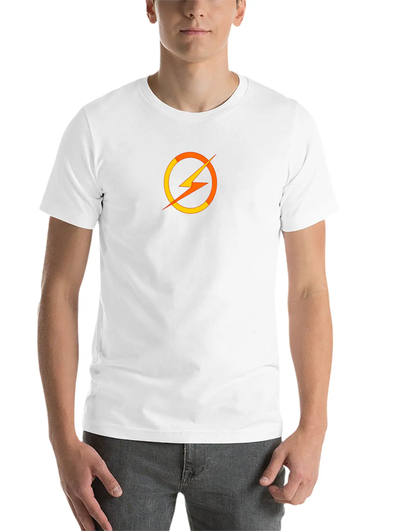 Lightning Bolt Humour Logo Stylish Everyday T-Shirt – Unisex Basic Cotton Tee