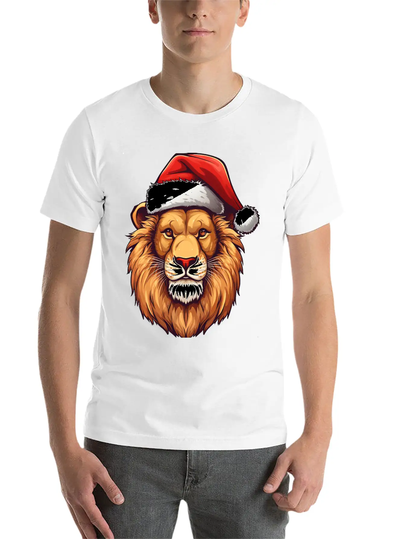 Lion Christmas Stylish Everyday T-Shirt – Unisex Basic Cotton Tee