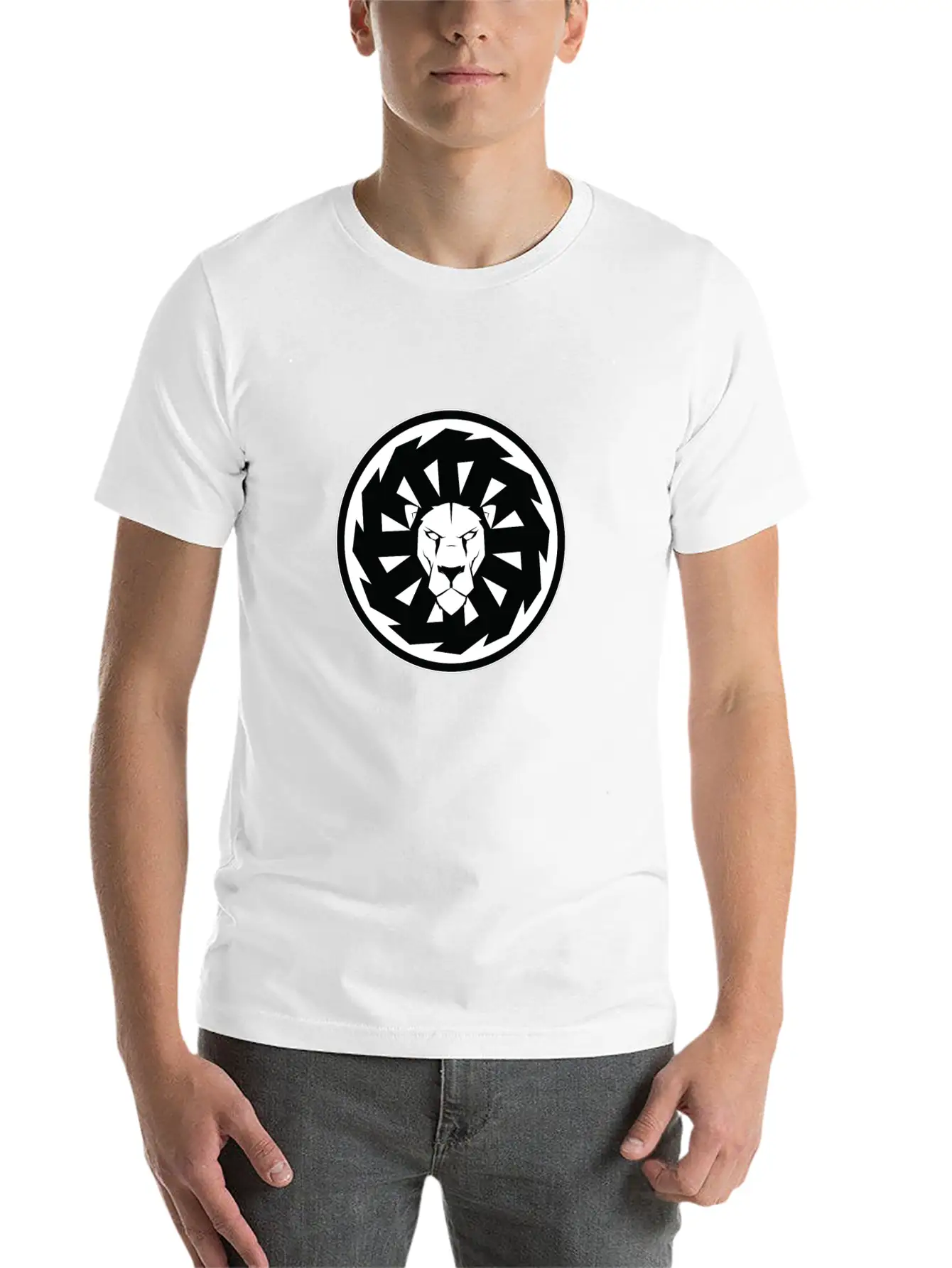 Lion Symbol Black Stylish Everyday T-Shirt – Unisex Basic Cotton Tee