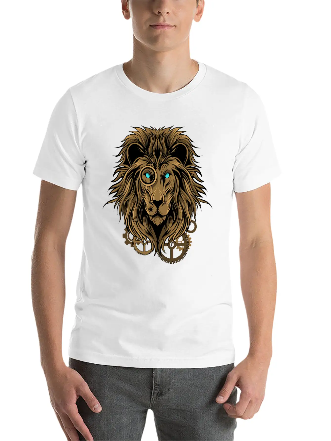 Lion- Techno Style Simple Everyday Graphic Tee – Lightweight Summer Wear