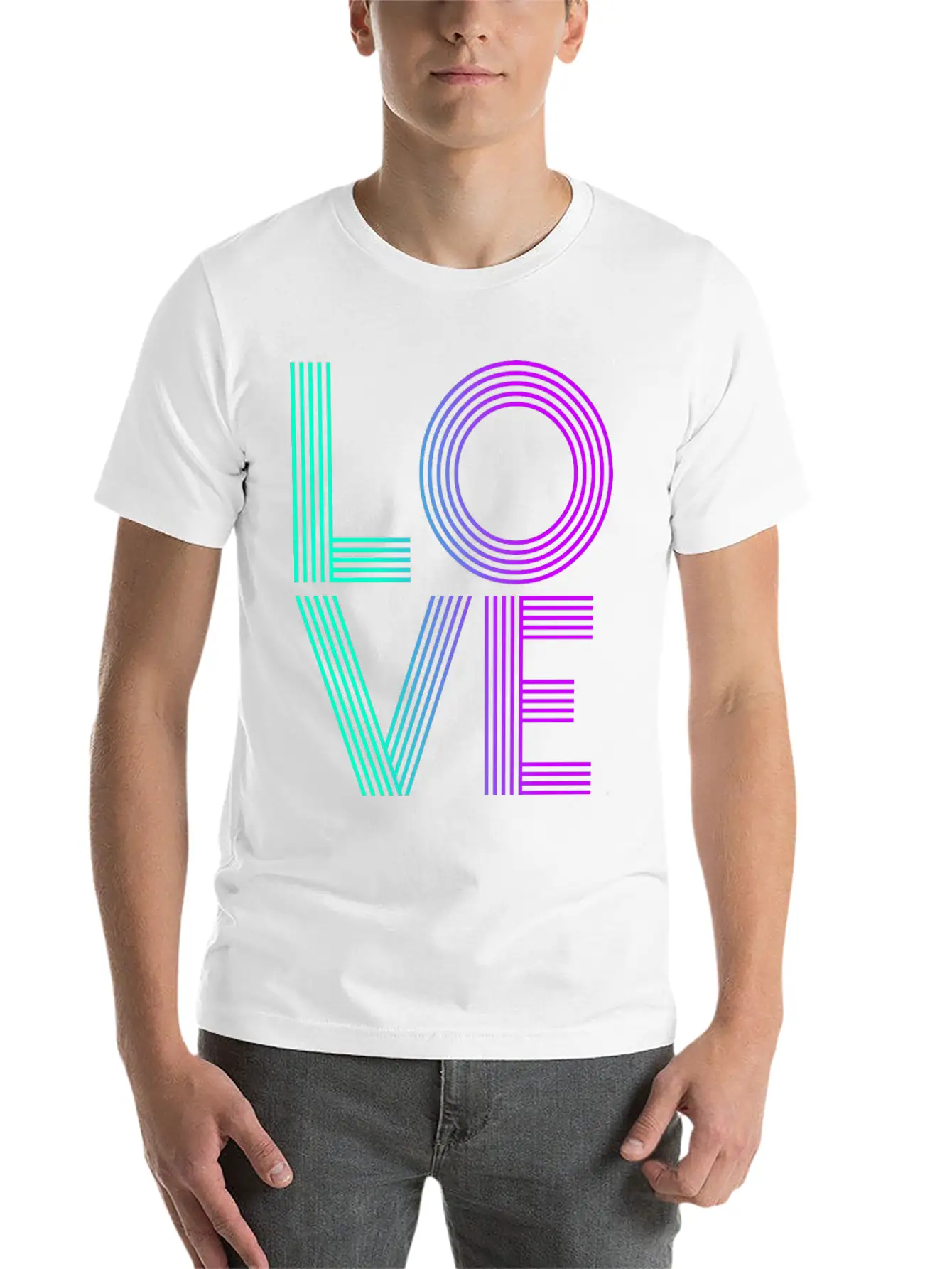 LOVE GRADIENT BLUE PURPLE Simple Everyday Graphic Tee – Lightweight Summer Wear