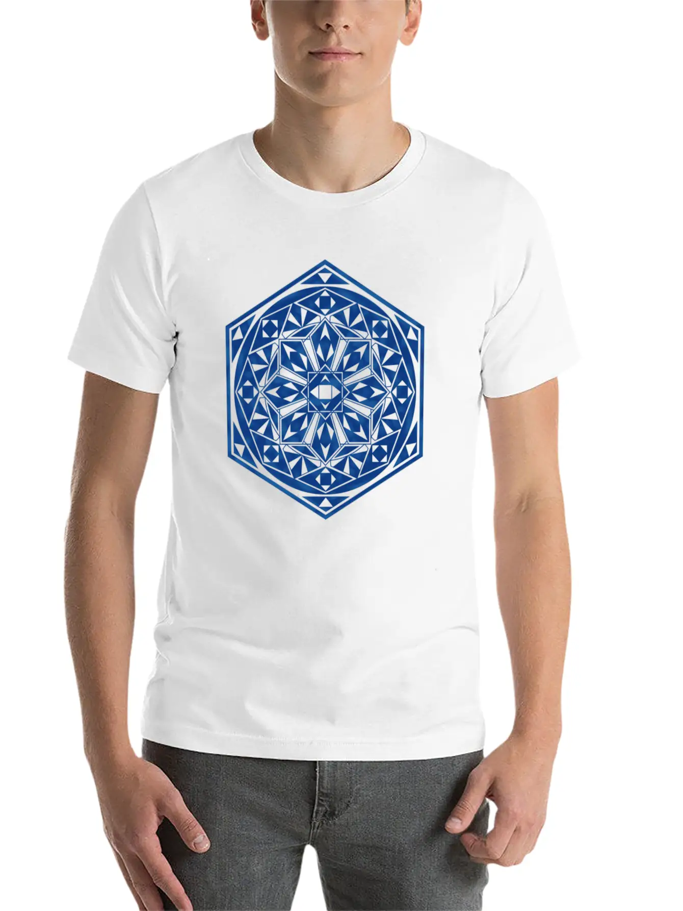 Mandala - Geometrical Blu Stylish Everyday T-Shirt – Unisex Basic Cotton Tee