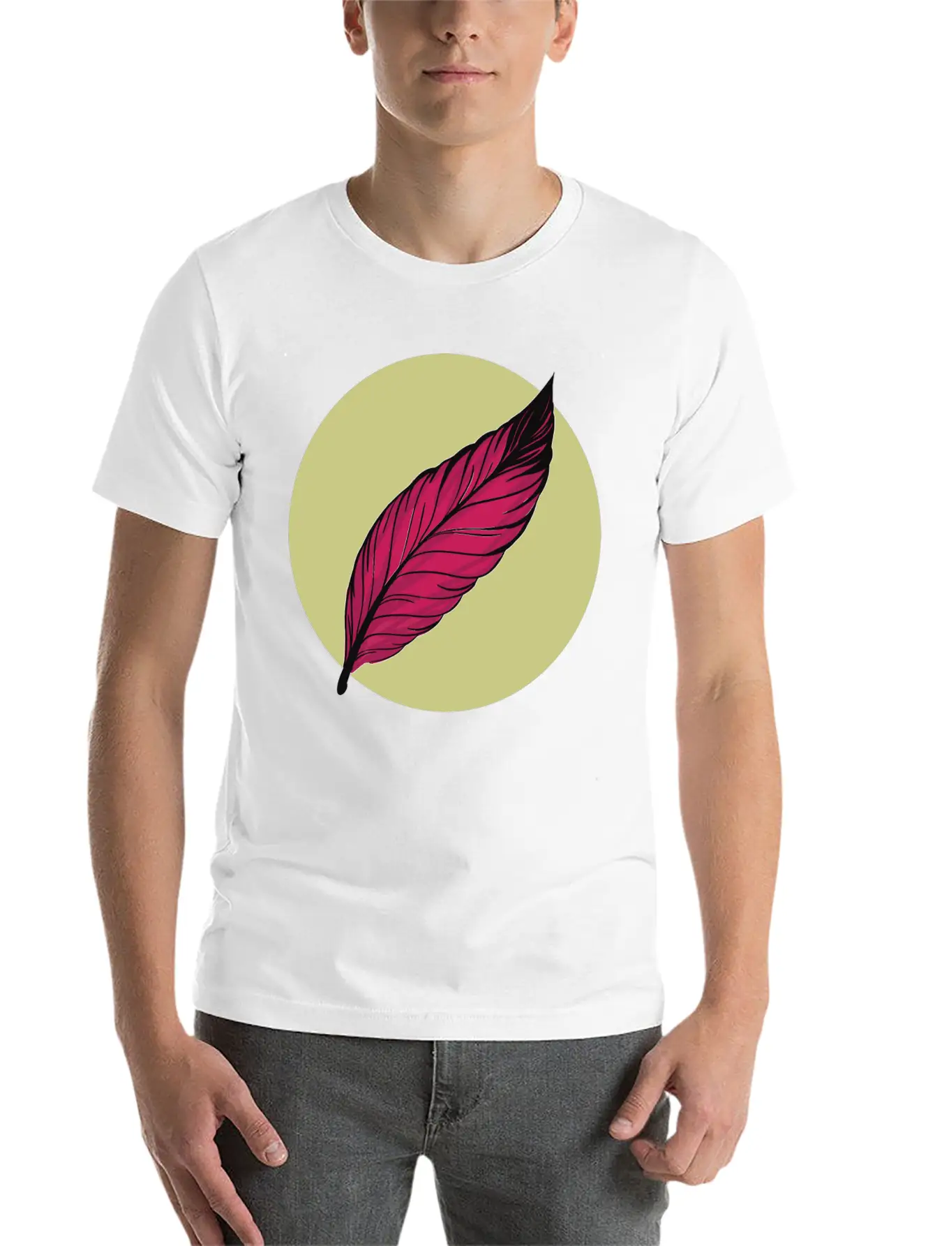 Minimal Feather Summer Trendy Colors Basic Graphic T-Shirt – Daily Comfort In Soft Cotton