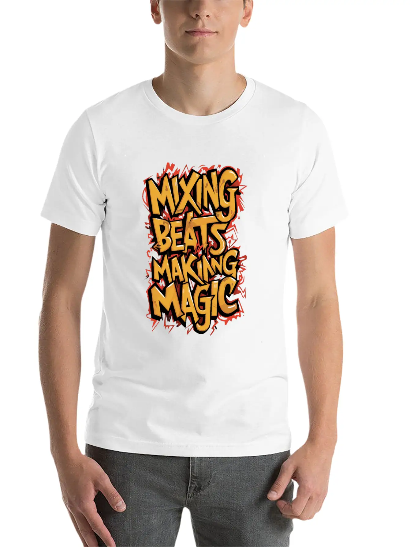 Mixing Beats Making Magic DJ Vibes Basic Graphic T-Shirt – Daily Comfort In Soft Cotton