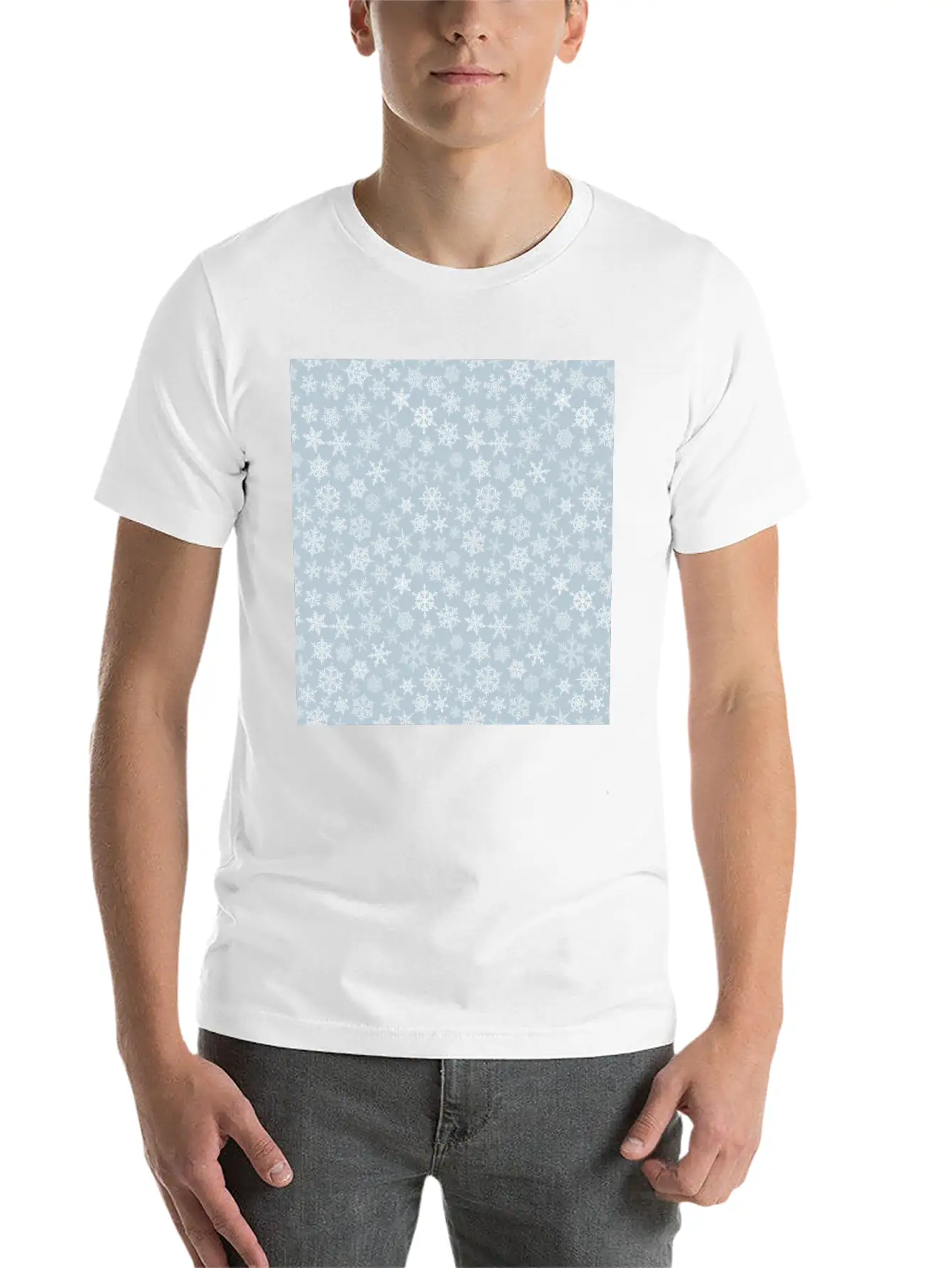 Modern Grey Snowflakes Pattern Simple Everyday Graphic Tee – Lightweight Summer Wear
