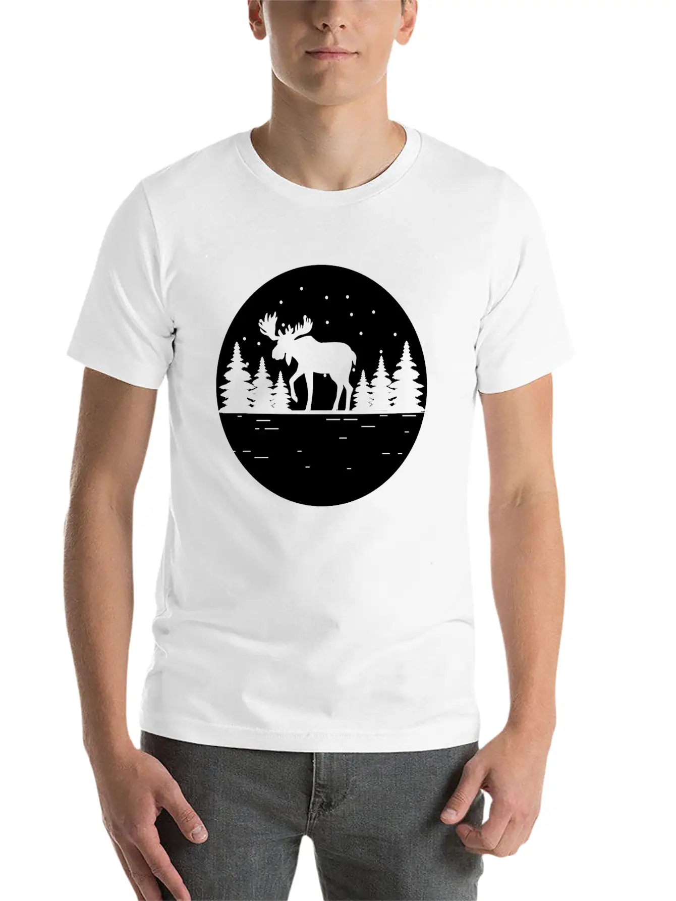 Moose Forest Deer Elk Canada Nature Wilderness Basic Graphic T-Shirt – Daily Comfort In Soft Cotton