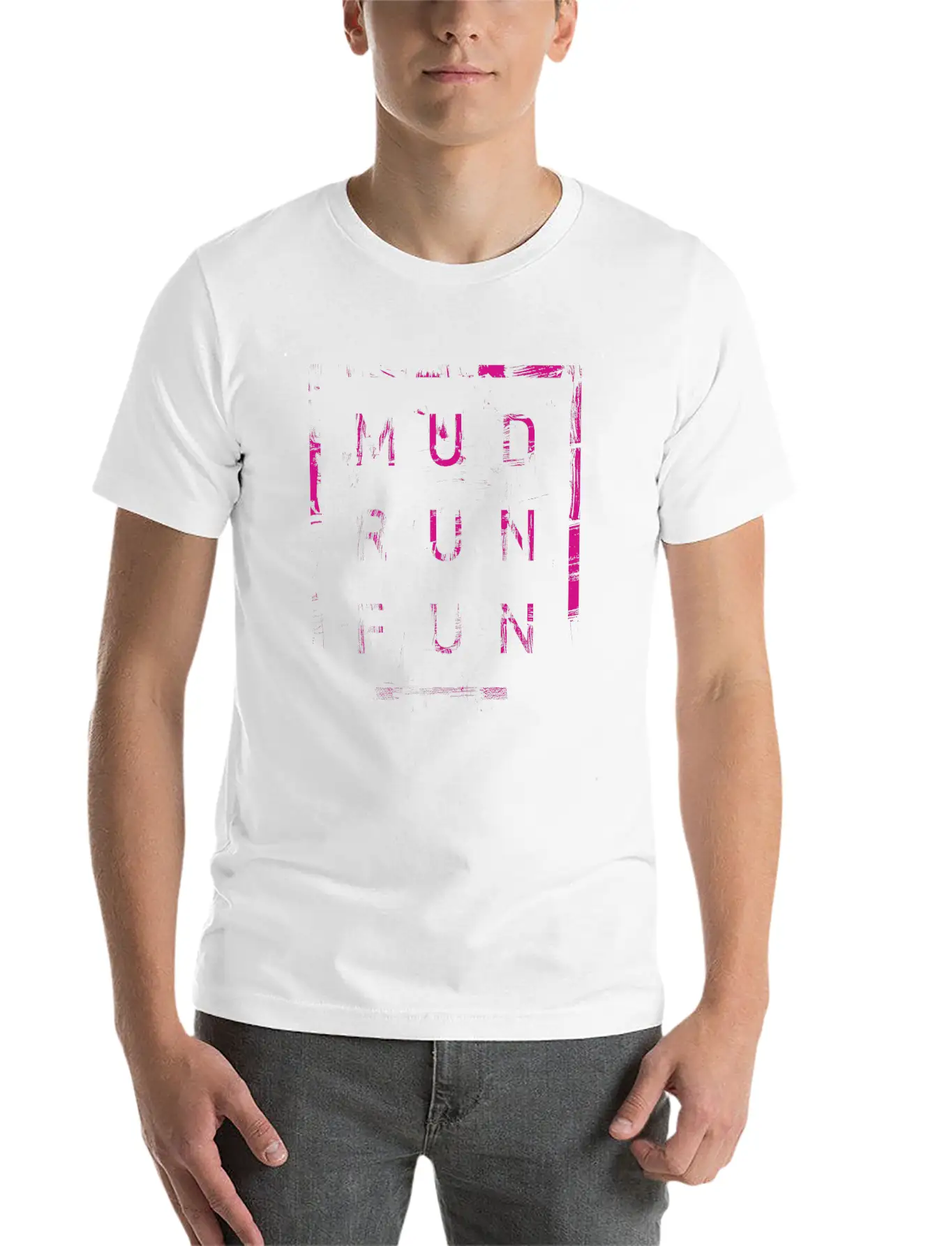 Mud Run Fun Tough Mudder PINK Trail Running Stylish Everyday T-Shirt – Unisex Basic Cotton Tee