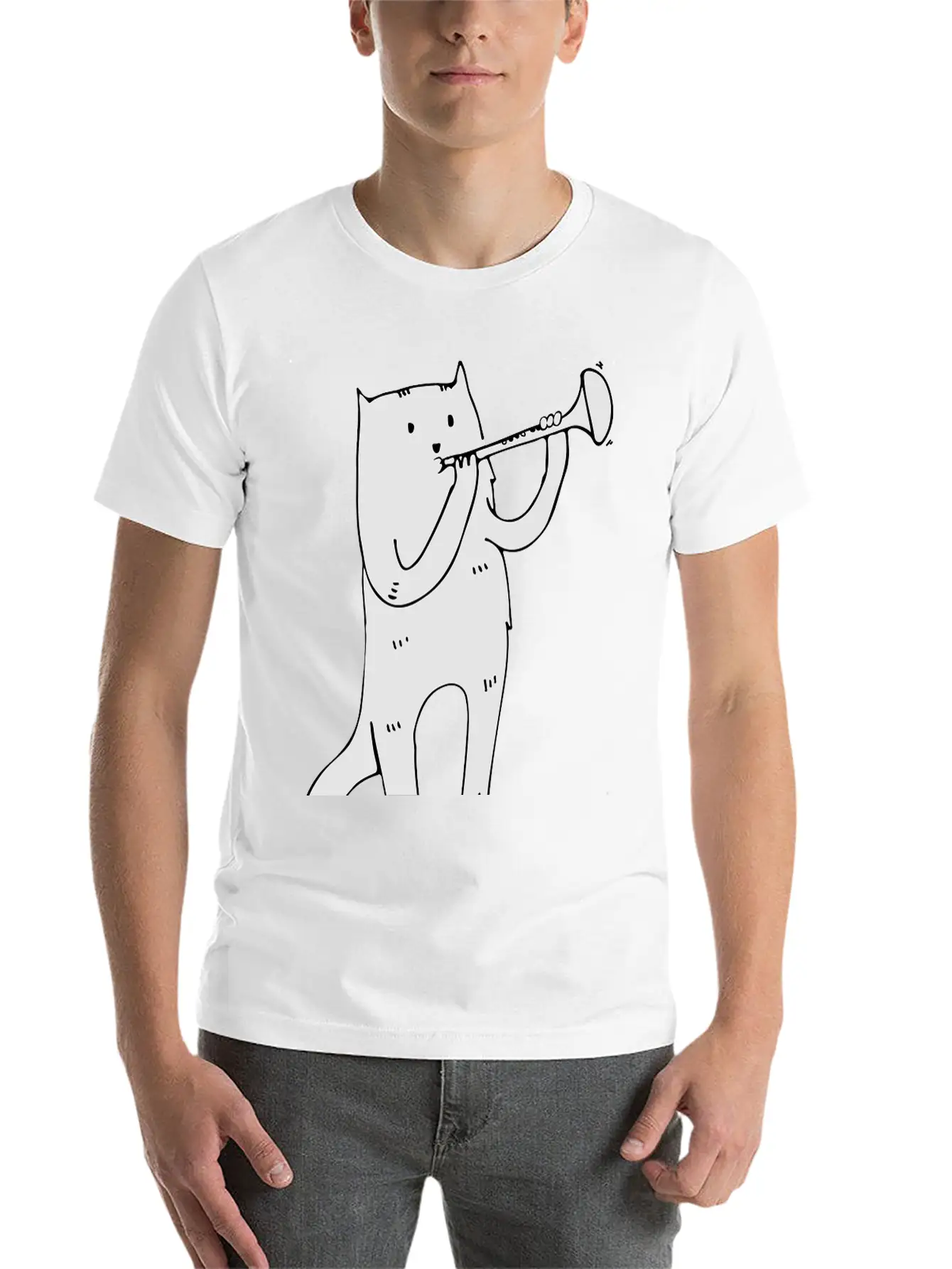 Music Cat Lightweight Cotton T-Shirt – Daily Comfort Graphic Shirt