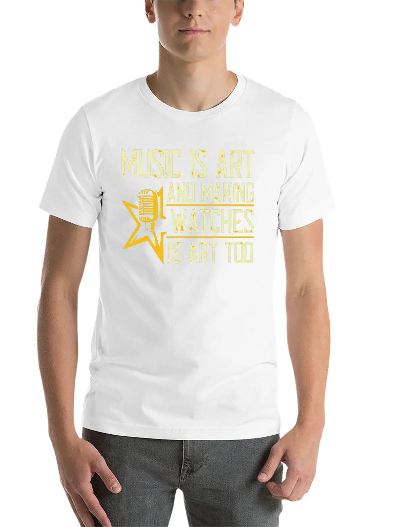 Music Is Art And Making Watches Is Art Too Simple Everyday Graphic Tee – Lightweight Summer Wear