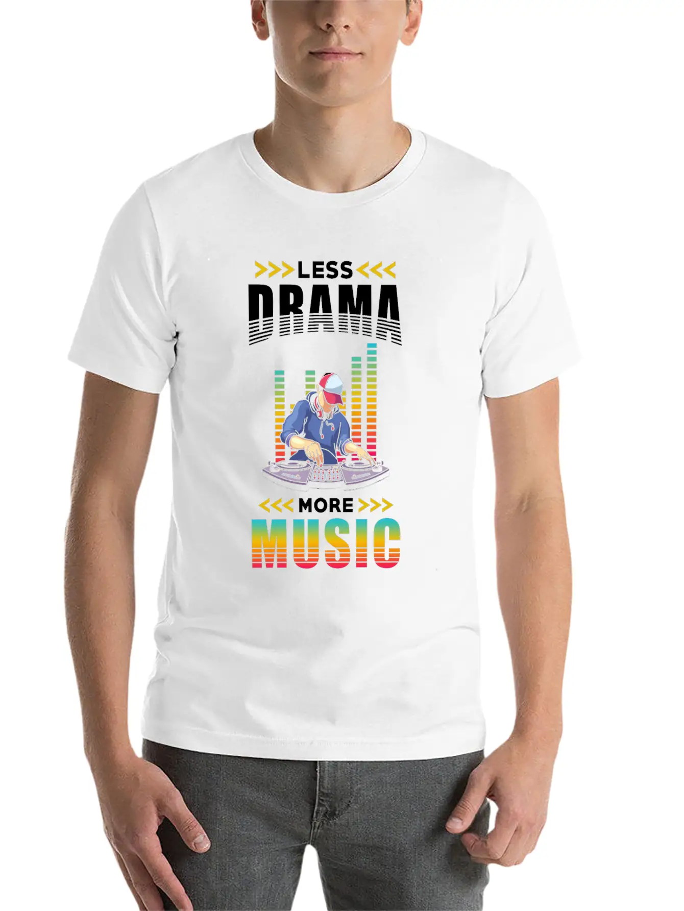 Music Less Drama More Music Stylish Everyday T-Shirt – Unisex Basic Cotton Tee