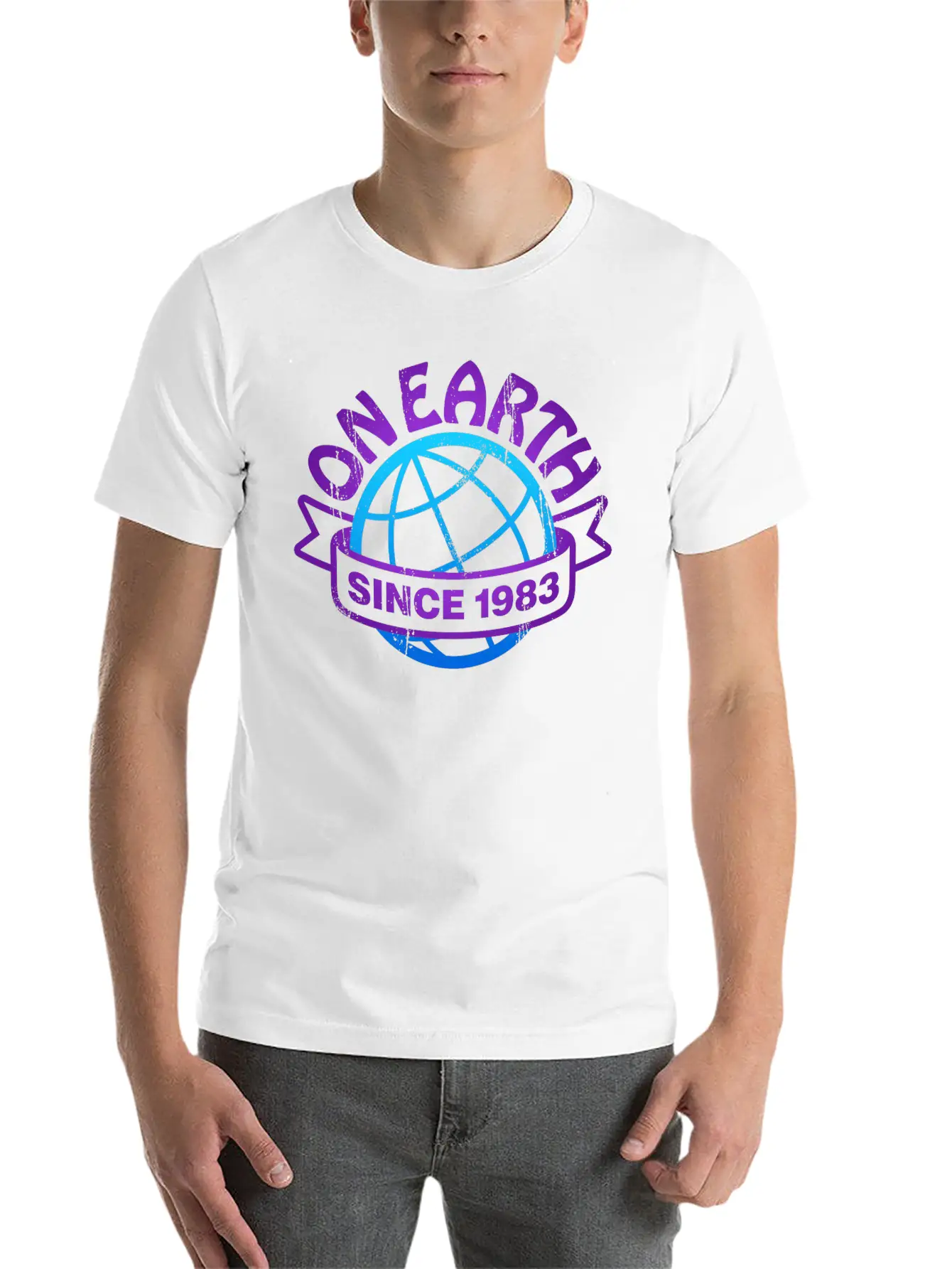 On Earth Since 1983 Lightweight Cotton T-Shirt – Daily Comfort Graphic Shirt