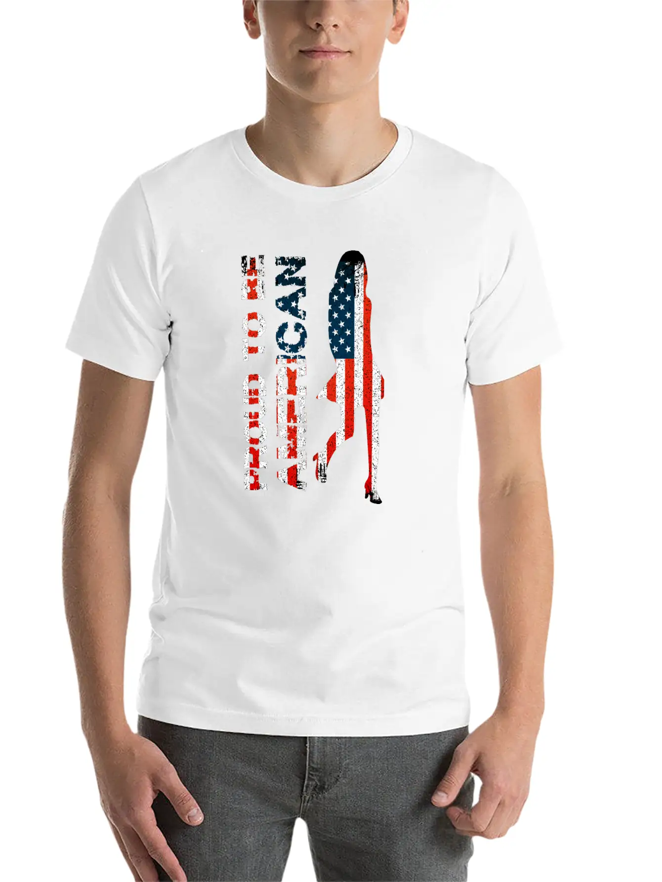 Proud To Be American Grunge Flag Girl Stylish Everyday T-Shirt – Unisex Basic Cotton Tee