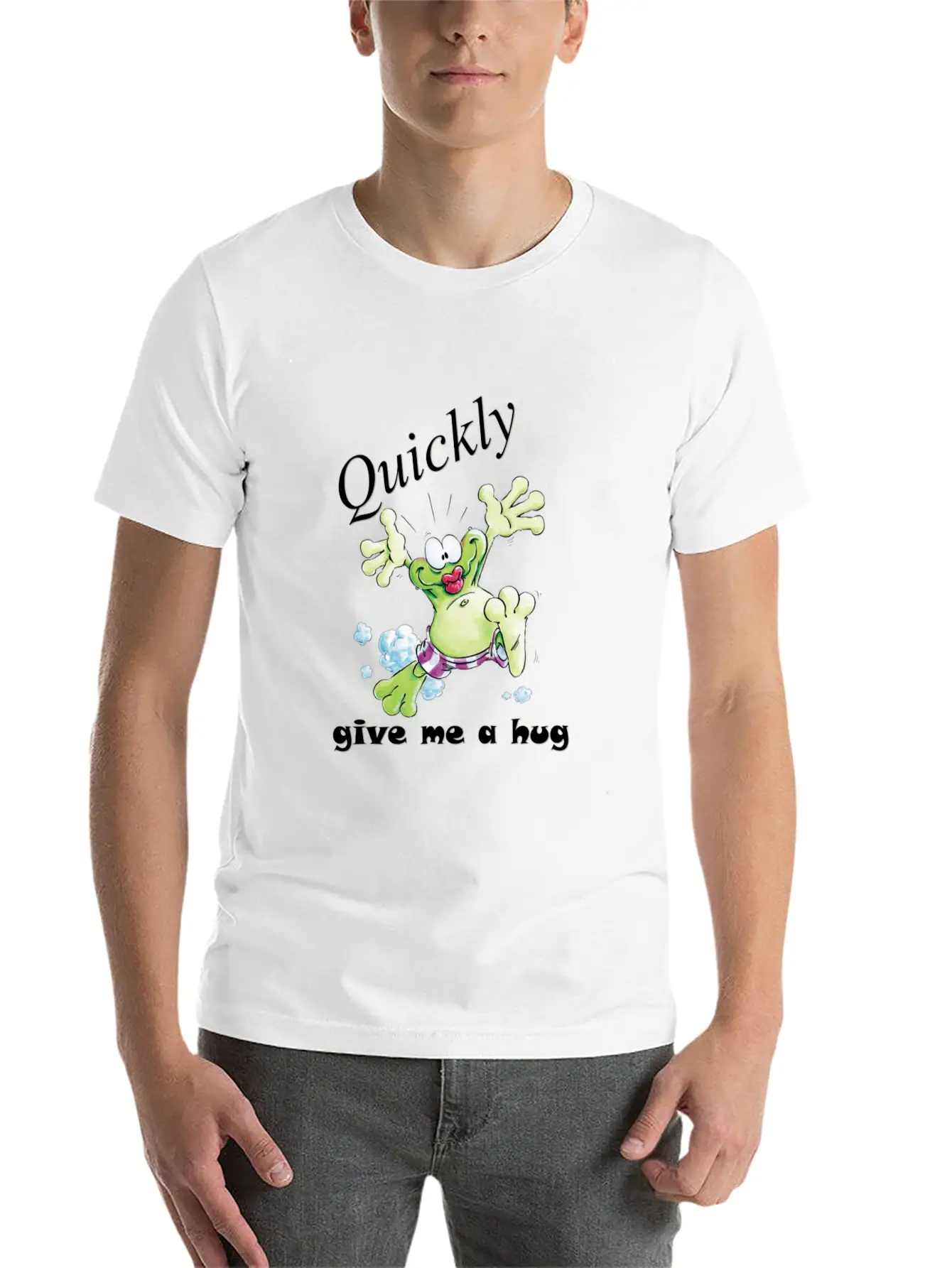 Quickly Give Me A Hug Basic Graphic T-Shirt – Daily Comfort In Soft Cotton