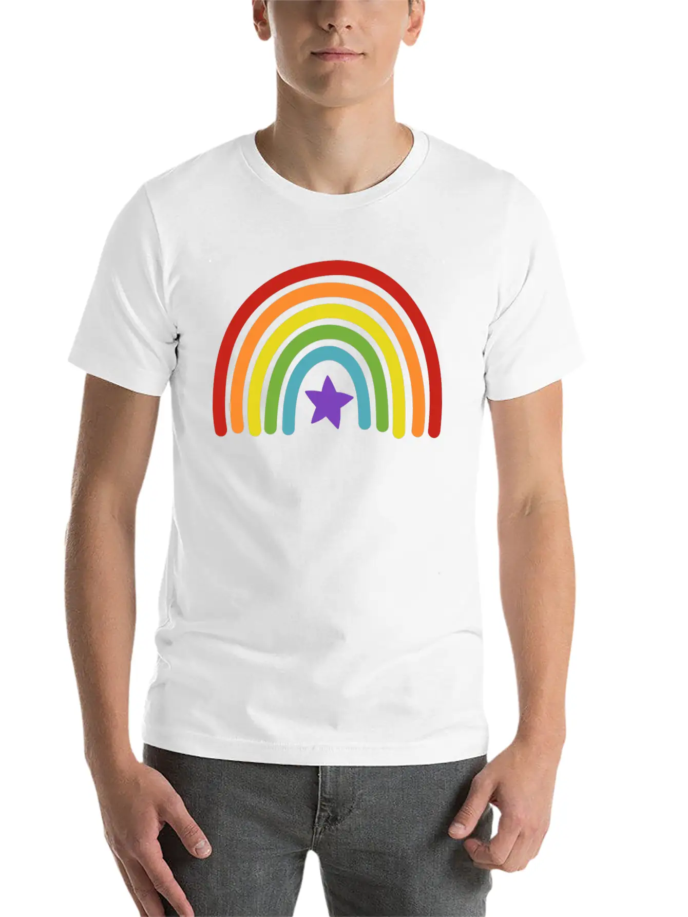 Rainbow Star Stylish Everyday T-Shirt – Unisex Basic Cotton Tee