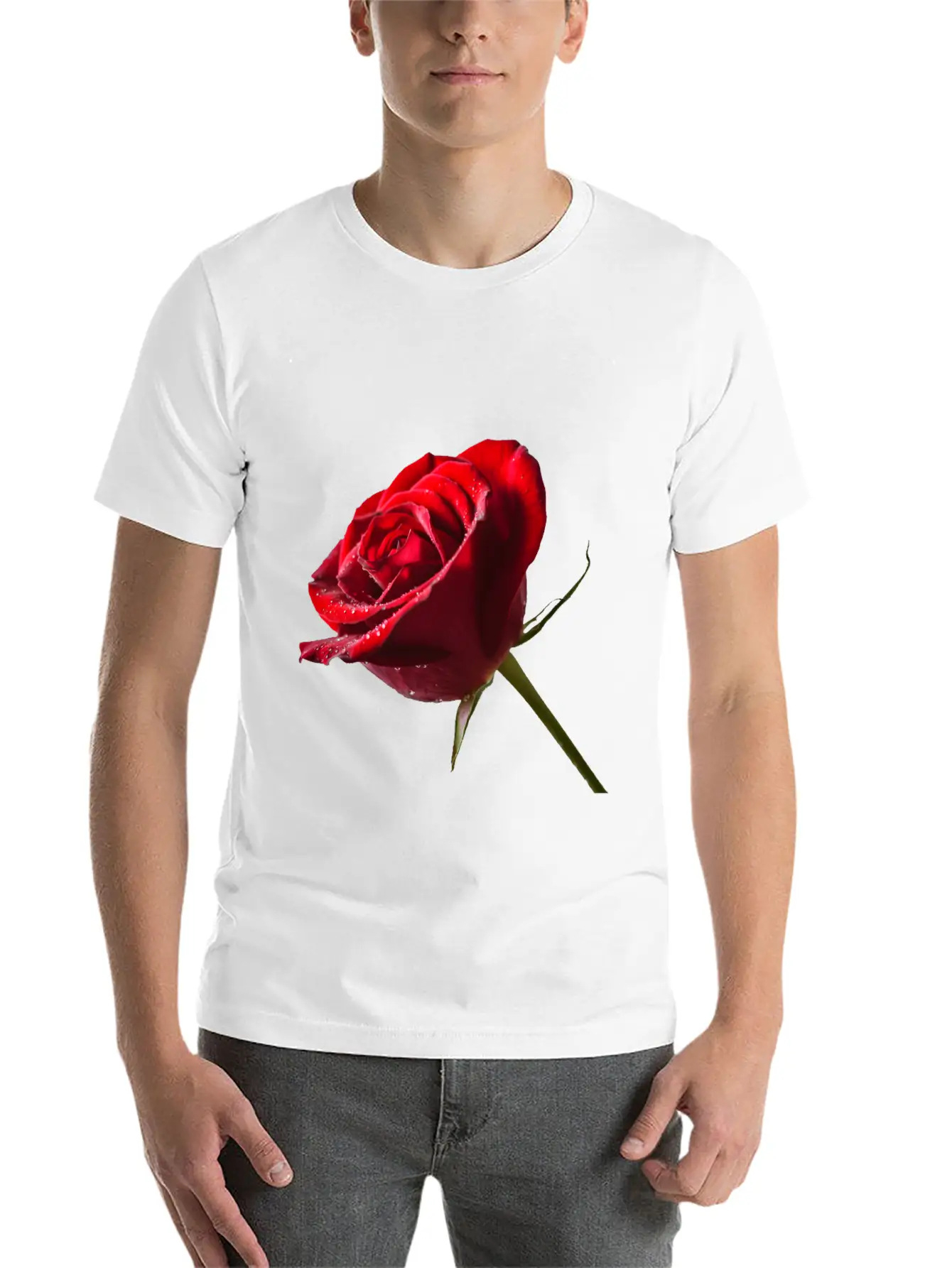 Red Rose Stylish Everyday T-Shirt – Unisex Basic Cotton Tee