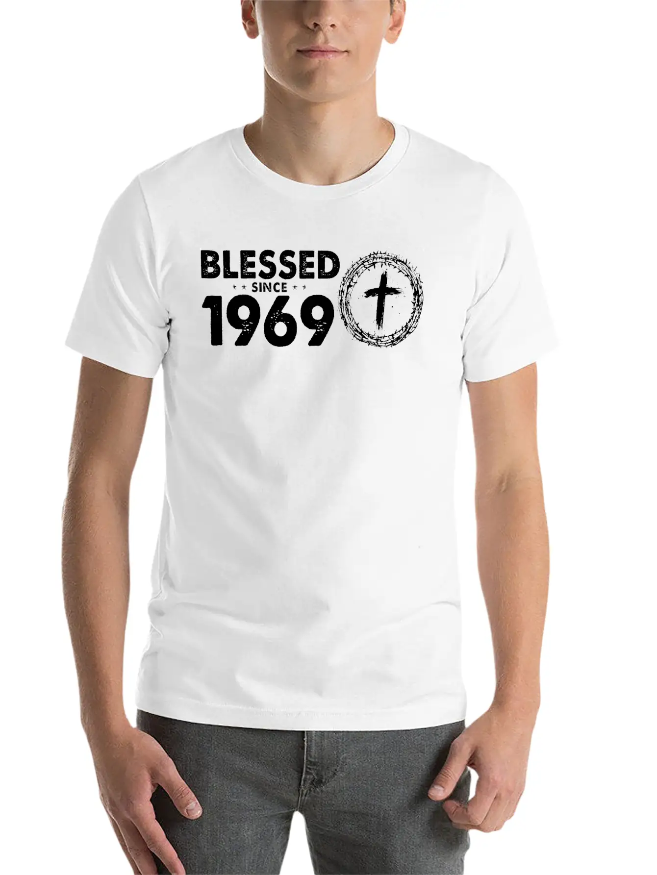 Retro 55th Birthday - Blessed Since 1969 By God's Stylish Everyday T-Shirt – Unisex Basic Cotton Tee
