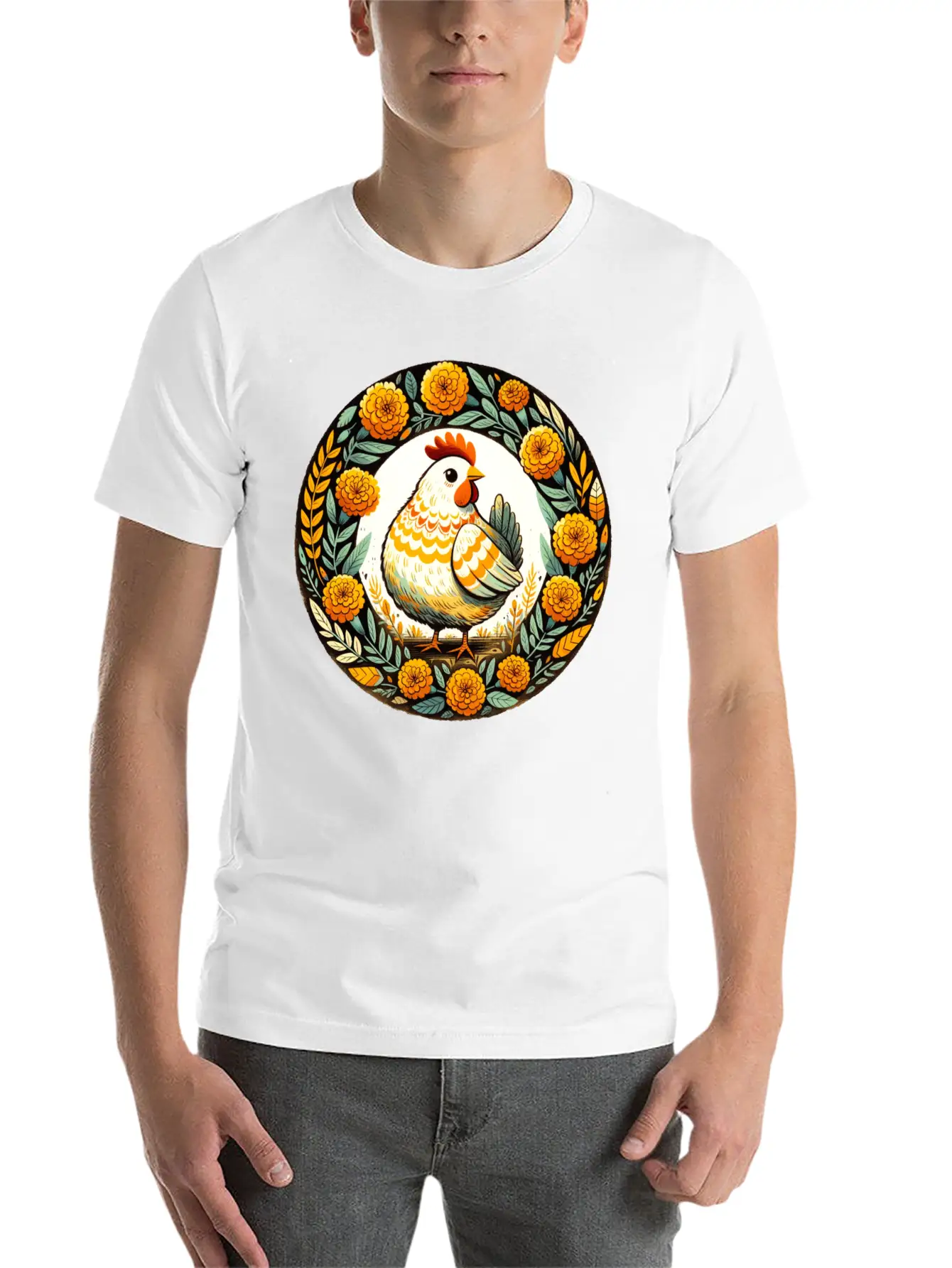 Retro Chicken Basic Graphic T-Shirt – Daily Comfort In Soft Cotton