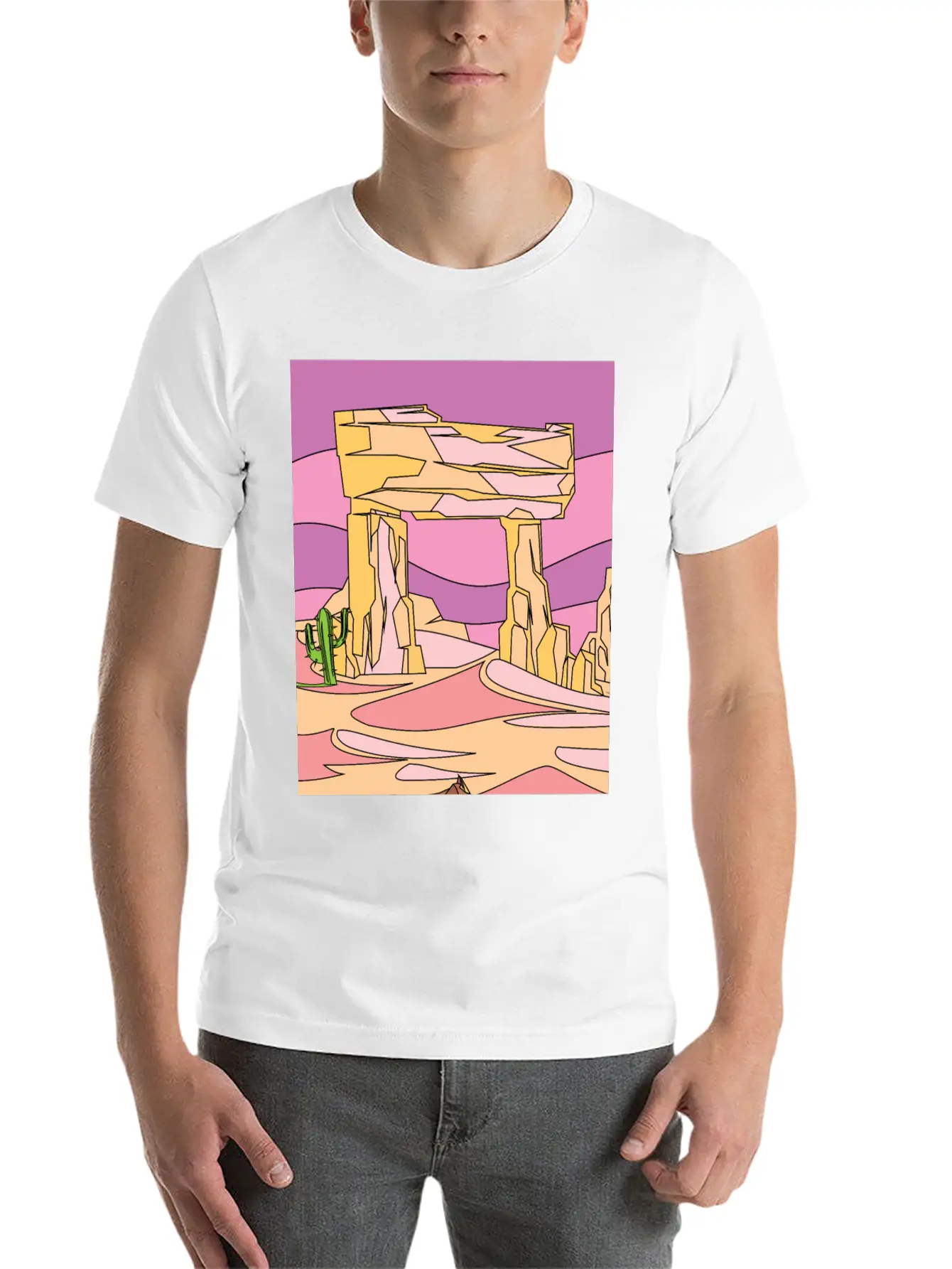 Retro Sunset In The Desert Stylish Everyday T-Shirt – Unisex Basic Cotton Tee