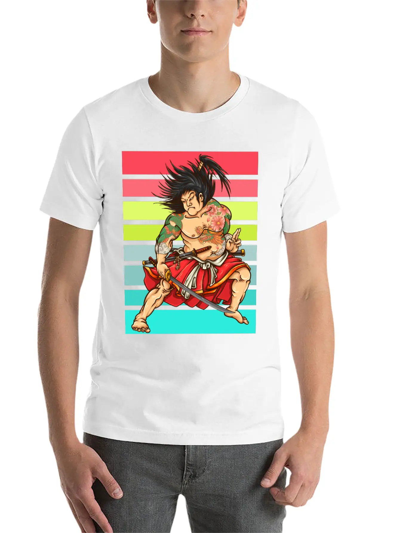 Samurai Sunset Basic Graphic T-Shirt – Daily Comfort In Soft Cotton