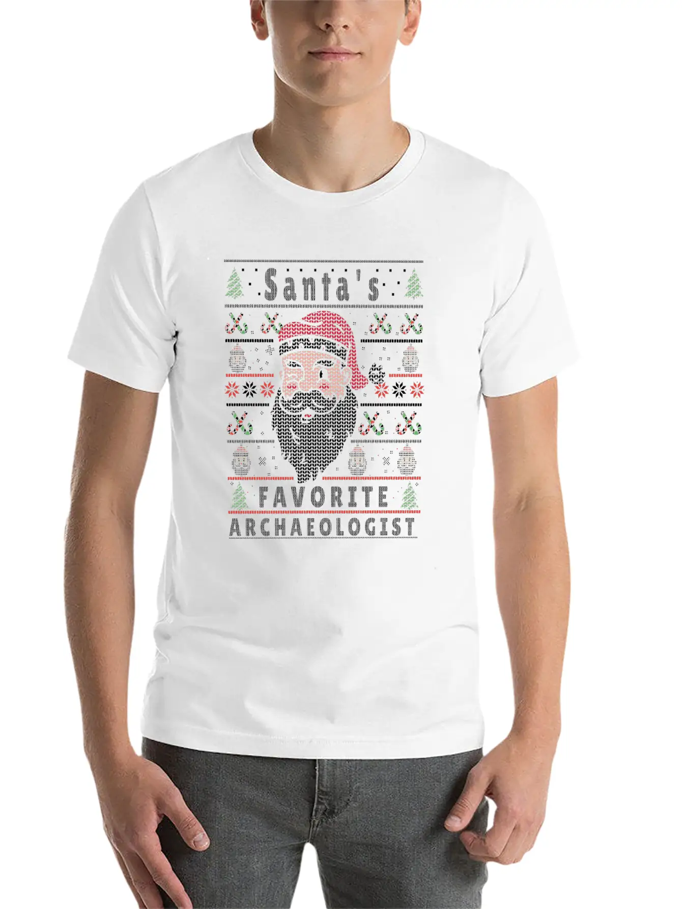 Santas XMAS Ugly Christmas Archaeologist Stylish Everyday T-Shirt – Unisex Basic Cotton Tee