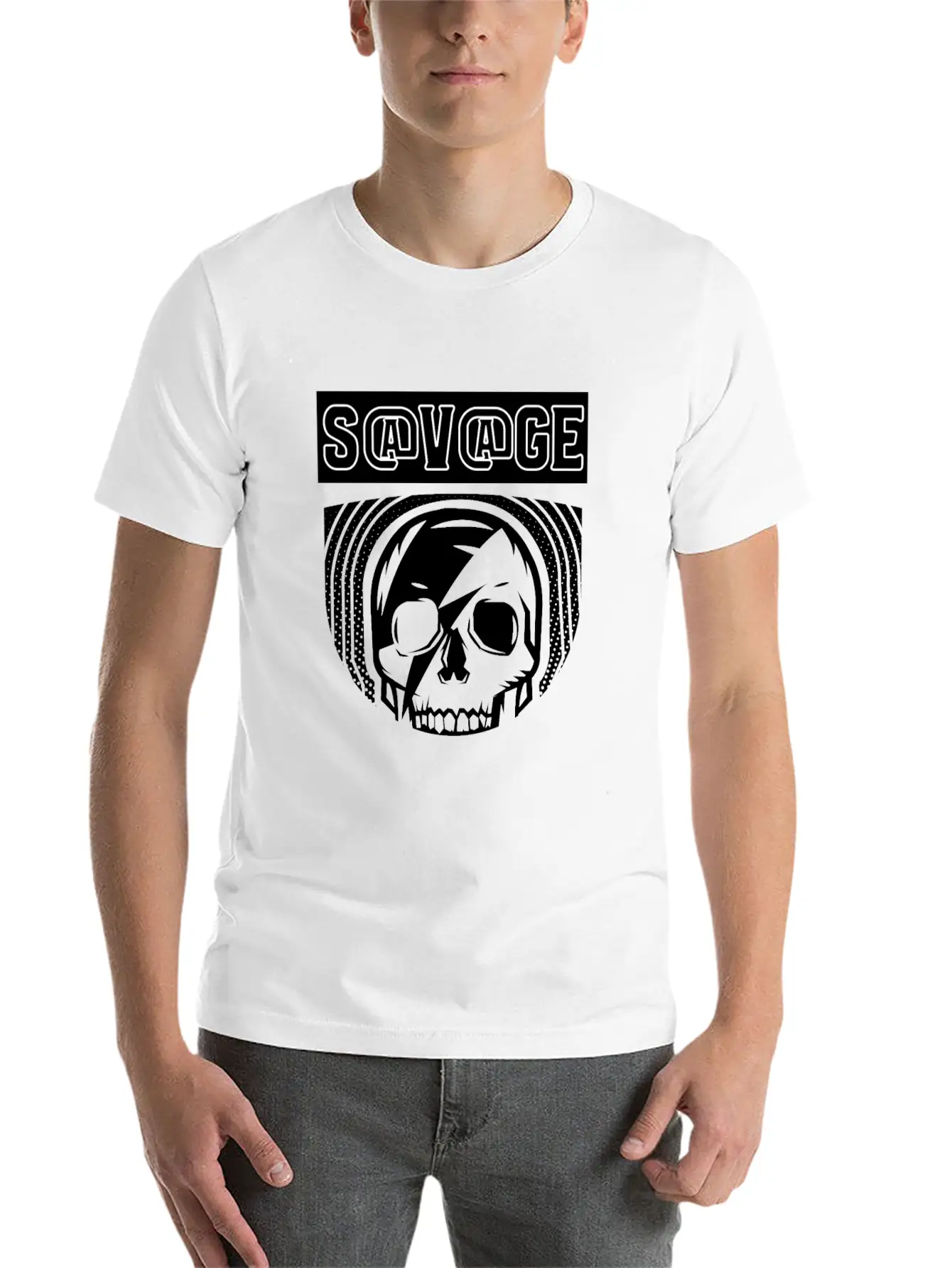 SAVAGE SKULL BLACK Stylish Everyday T-Shirt – Unisex Basic Cotton Tee