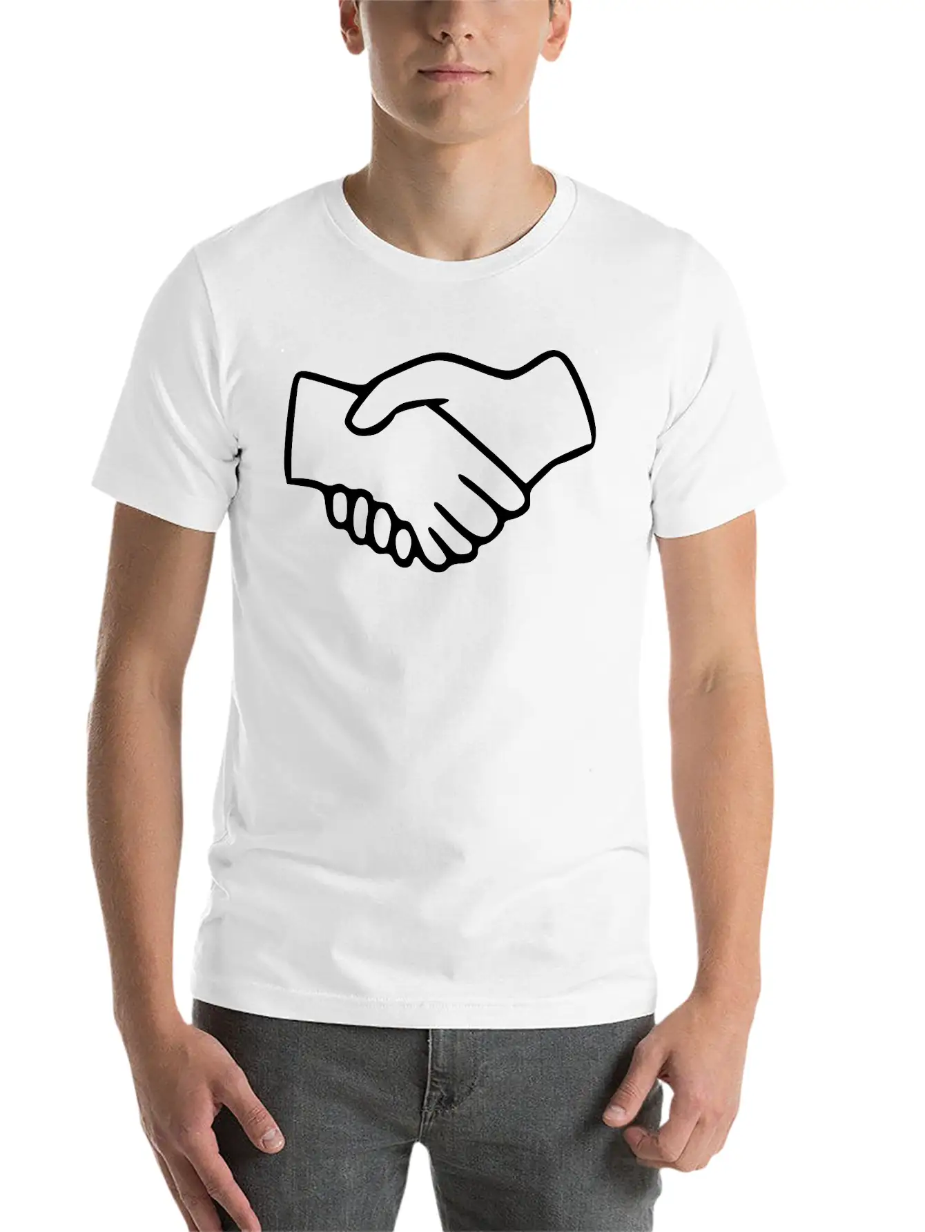 Shaking Hands Emojis Sketch Stylish Everyday T-Shirt – Unisex Basic Cotton Tee