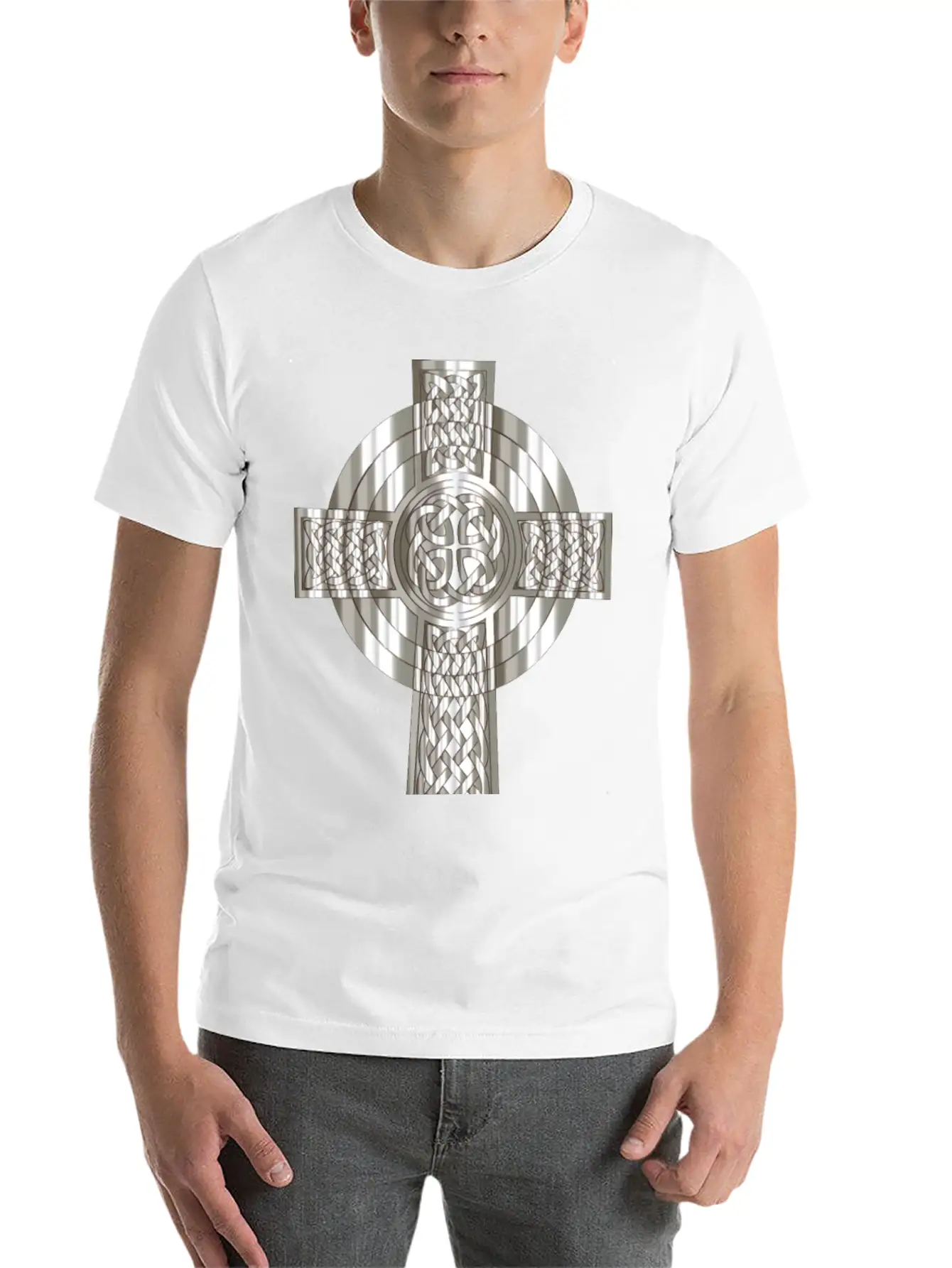 Silver Celtic Cross Stylish Everyday T-Shirt – Unisex Basic Cotton Tee
