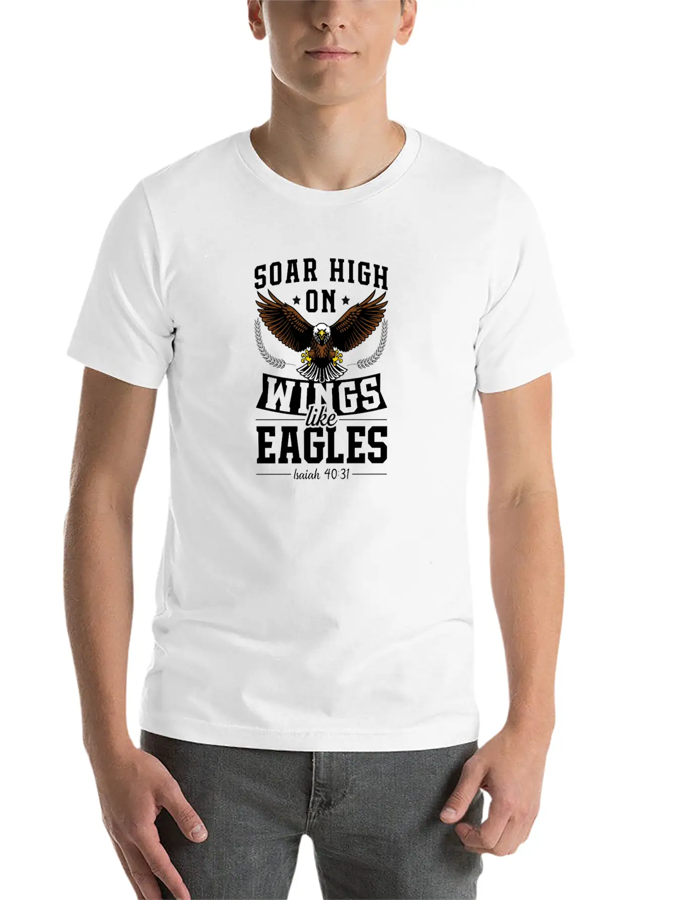 Soar High On Wings Like Eagles Basic Graphic T-Shirt – Daily Comfort In Soft Cotton