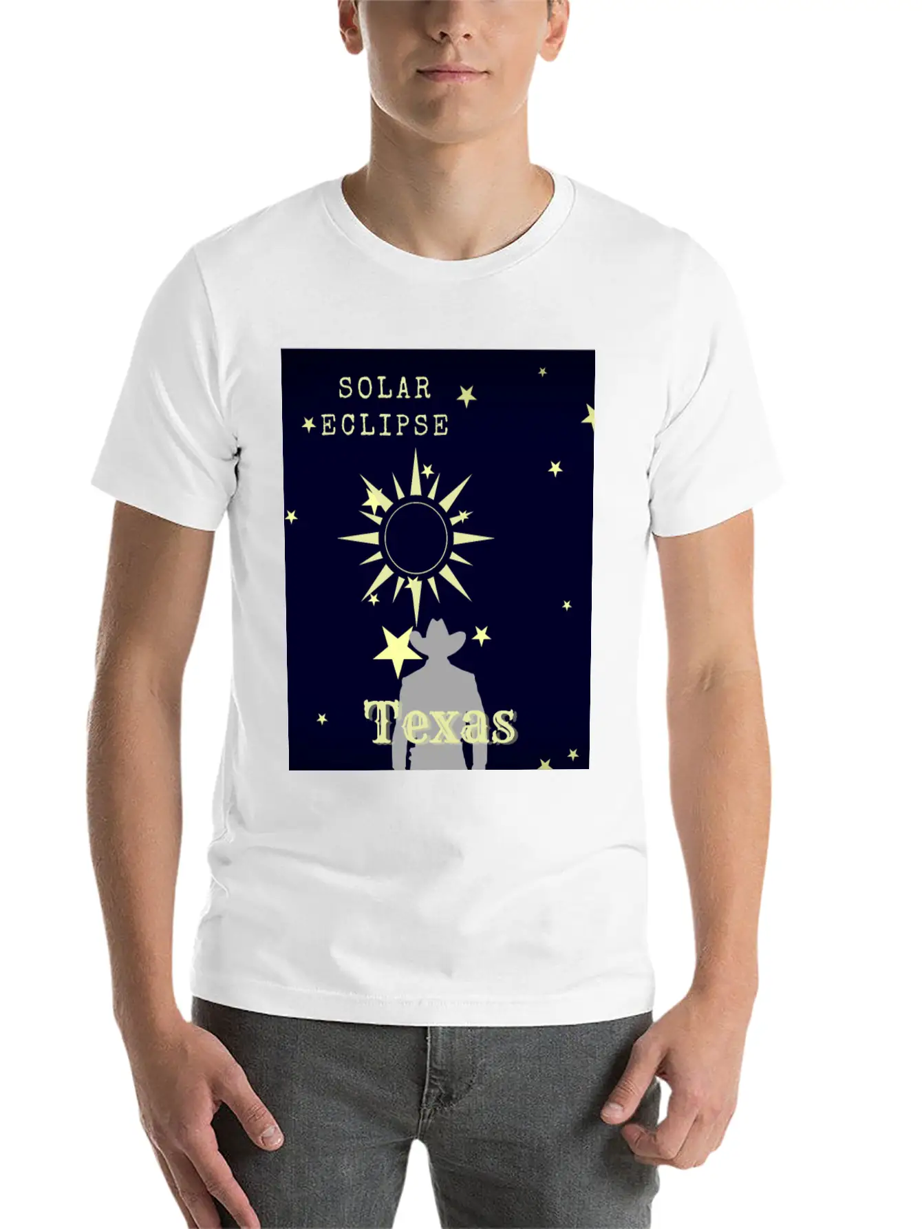 Solar Eclipse Texas Classic Crew Neck Graphic Tee – Everyday Minimal Look