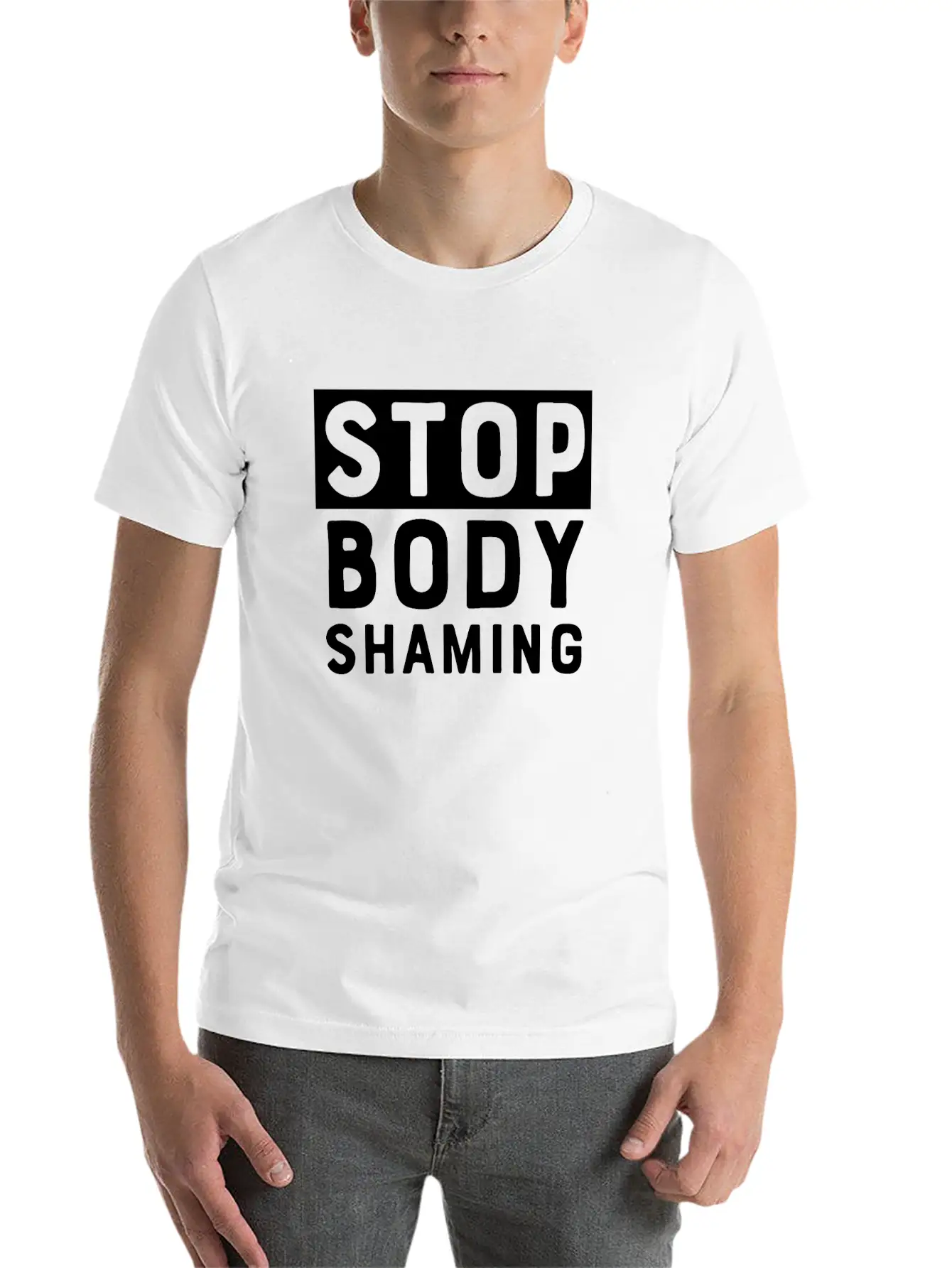 Stop Body Shaming Stylish Everyday T-Shirt – Unisex Basic Cotton Tee