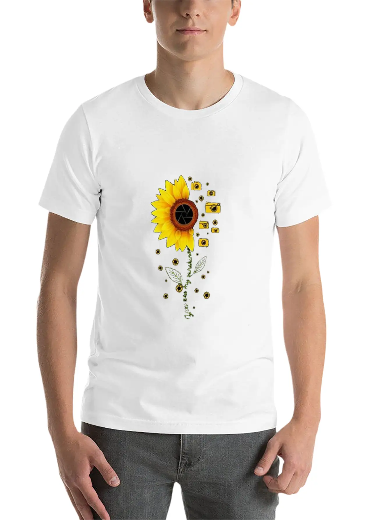 Sunflower Camera T Shirt Stylish Everyday T-Shirt – Unisex Basic Cotton Tee