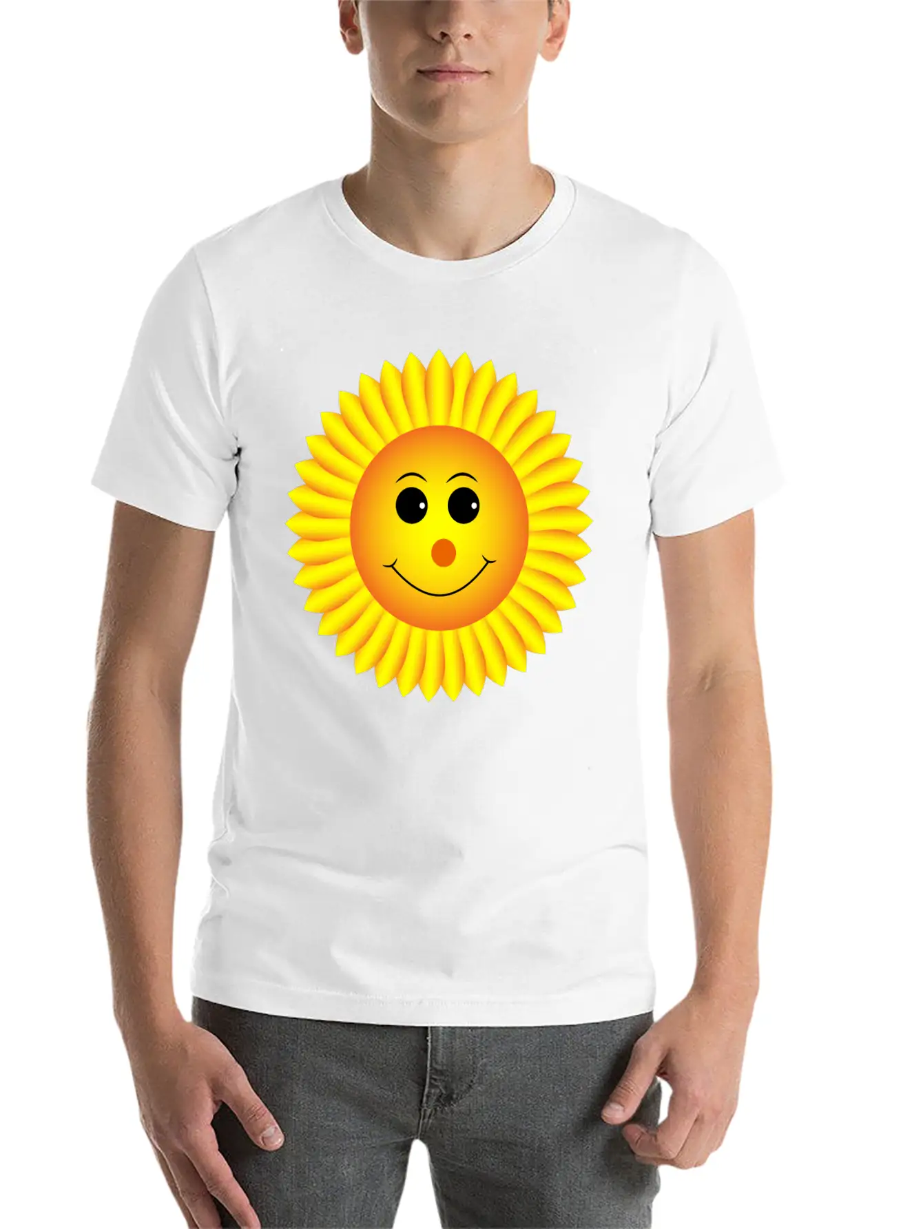 Sunflower Smiley Classic Crew Neck Graphic Tee – Everyday Minimal Look