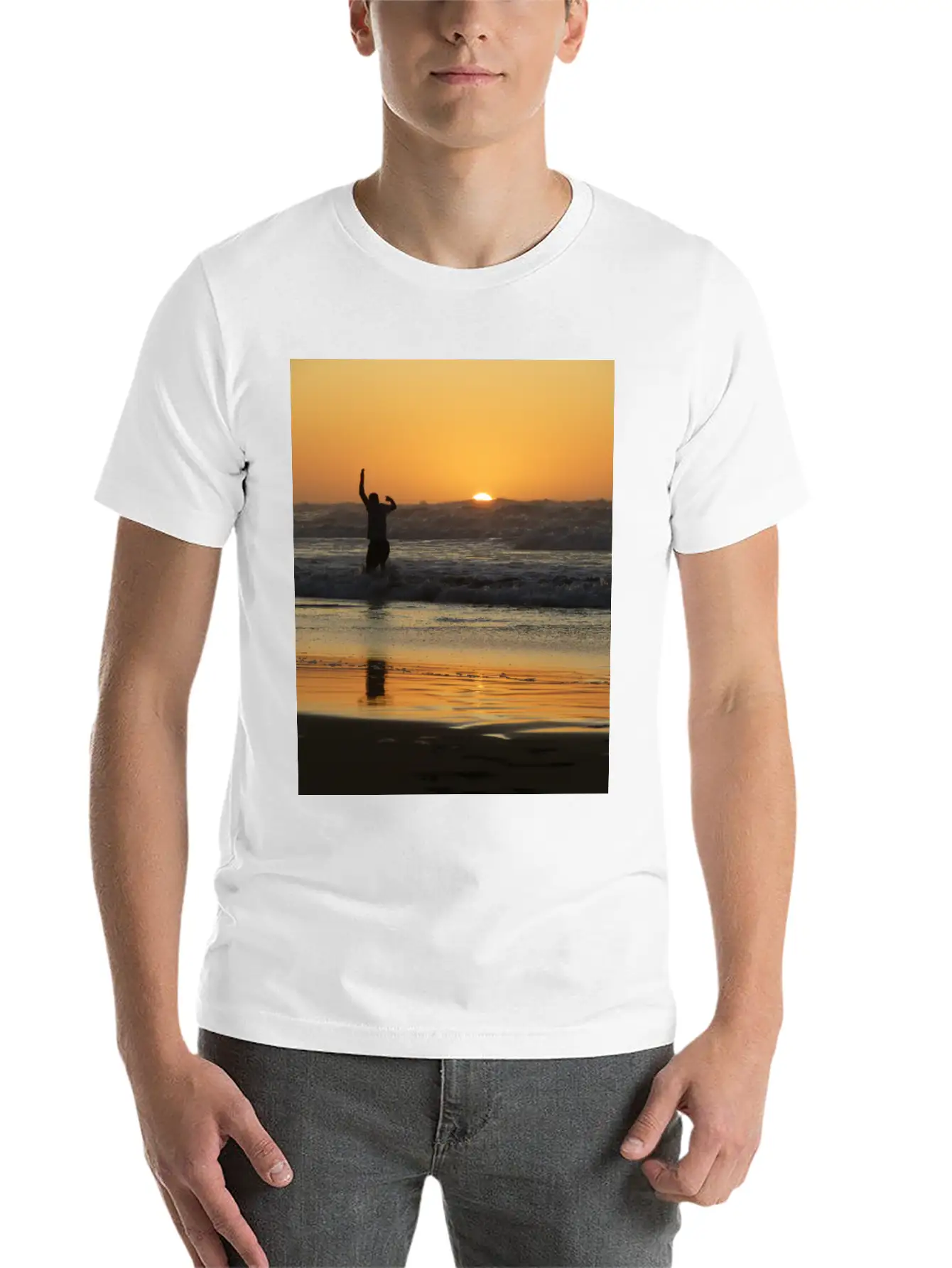 Sunset, Sunset Lovers, Sunset Time Classic Crew Neck Graphic Tee – Everyday Minimal Look
