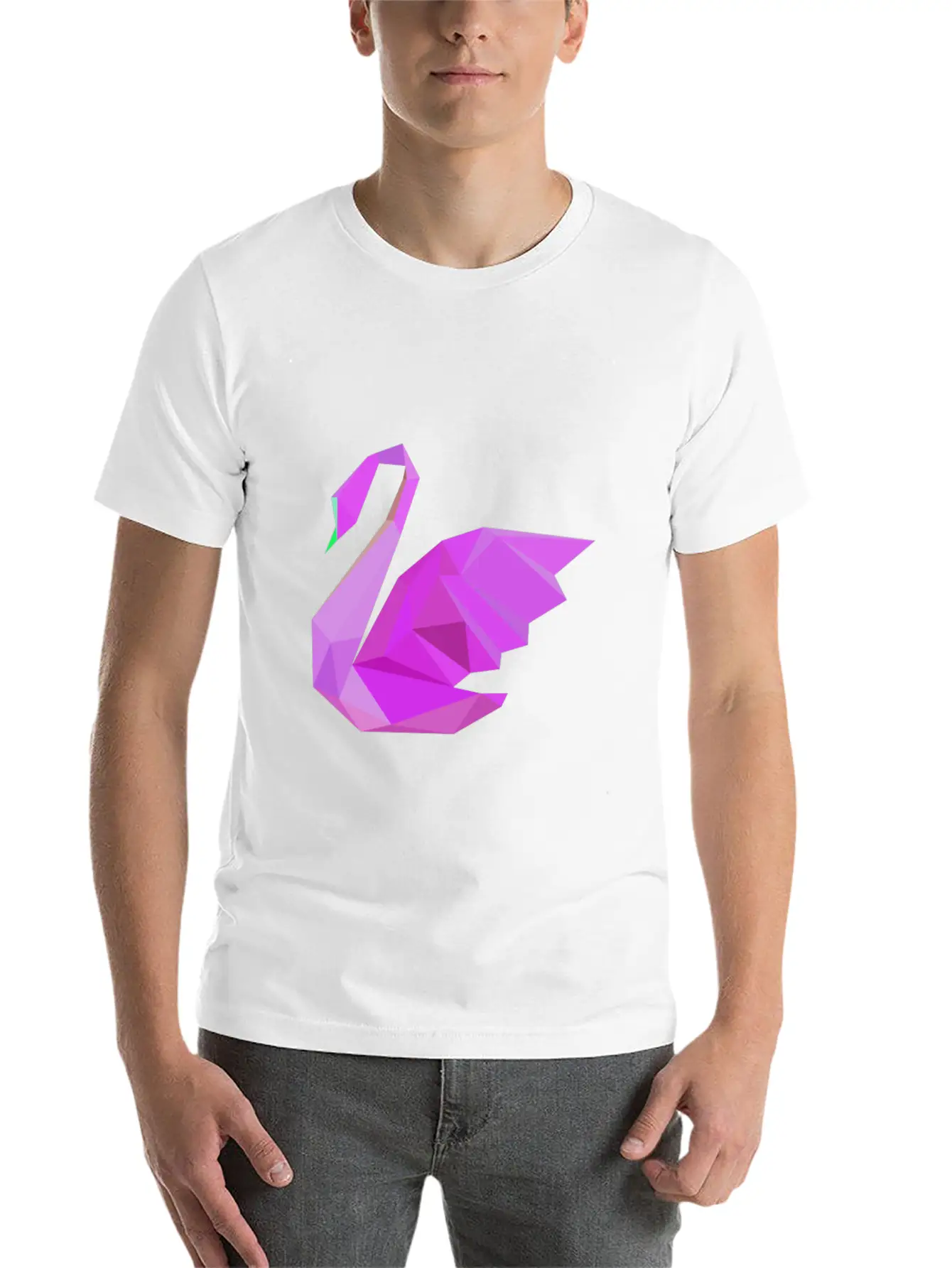 Swan Geometric Pink Stylish Everyday T-Shirt – Unisex Basic Cotton Tee