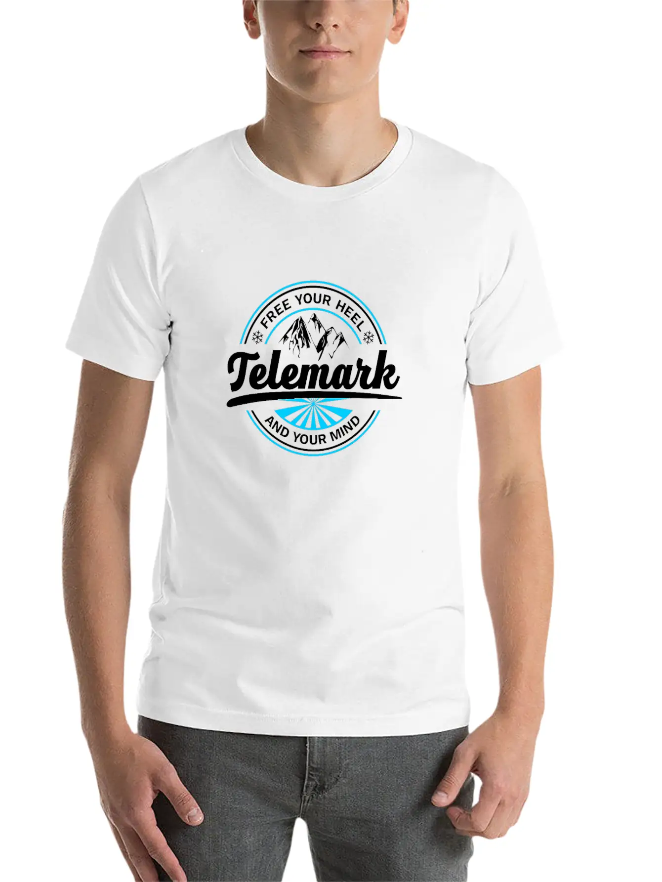 Telemark Skiing Free Heel Ski Touring Nordic Retro Stylish Everyday T-Shirt – Unisex Basic Cotton Tee