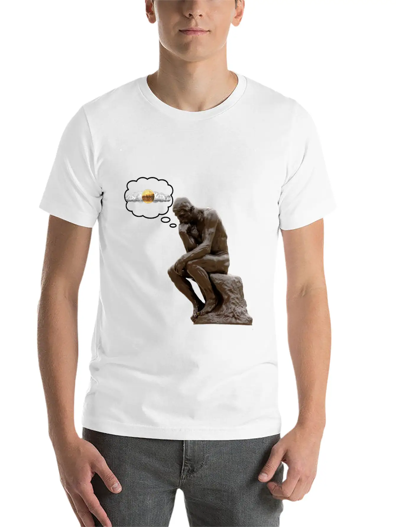 The Bitcoin Thinker Funny Cool Gift Stylish Everyday T-Shirt – Unisex Basic Cotton Tee