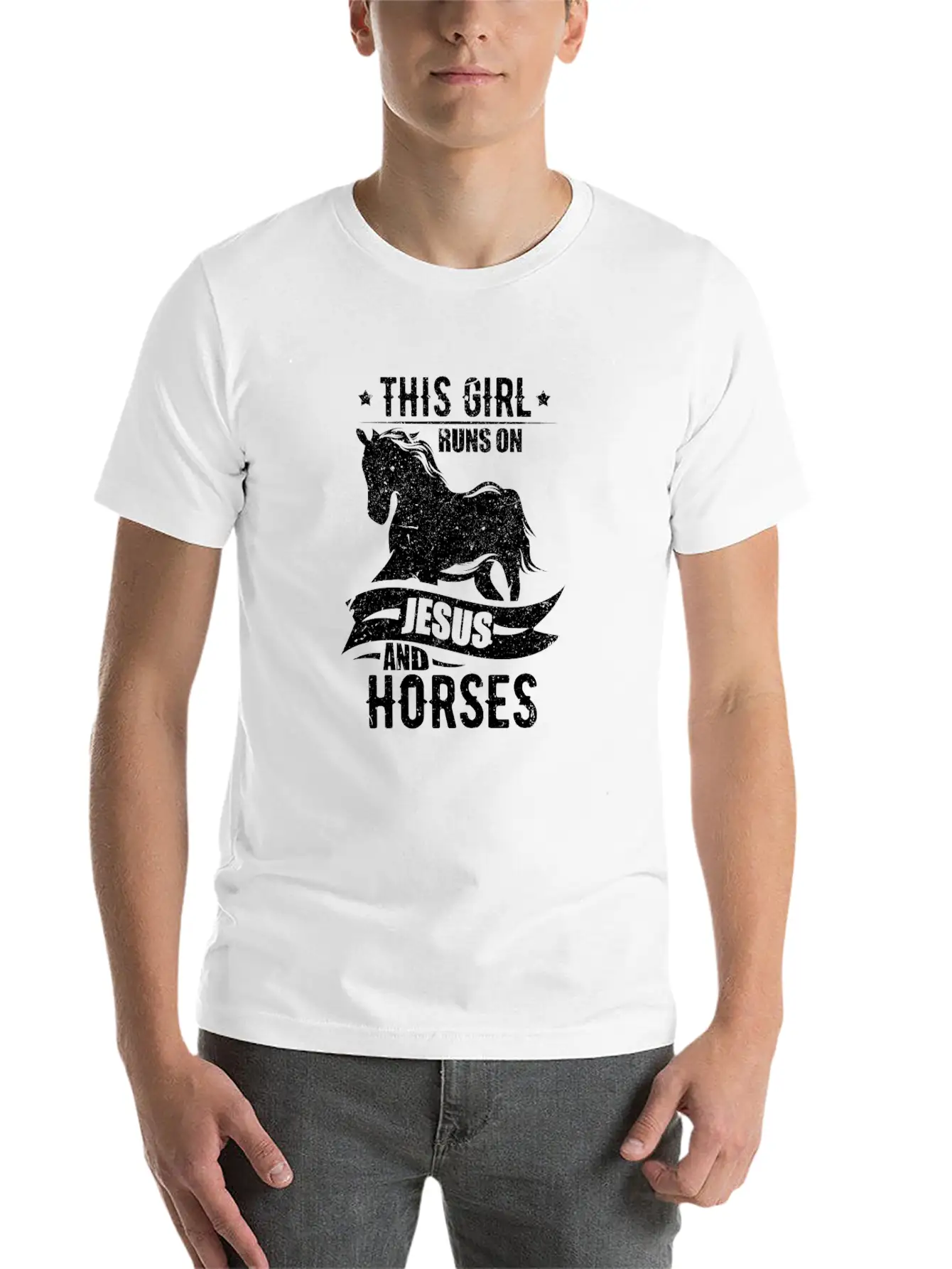 This Girl Runs On Jesus And Horses Lightweight Cotton T-Shirt – Daily Comfort Graphic Shirt