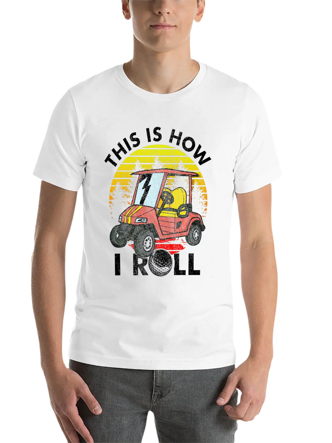 This Is How I Roll Golf Cart Funny Golfer Pun Stylish Everyday T-Shirt – Unisex Basic Cotton Tee