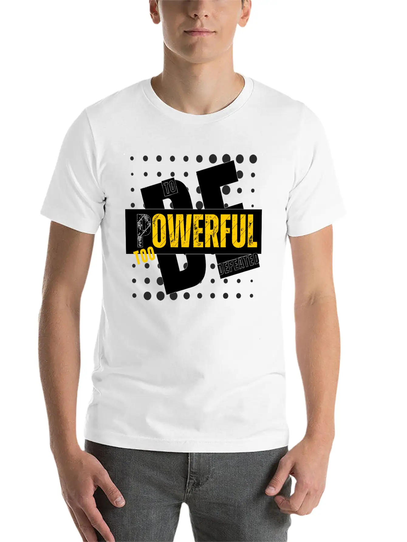 Too Powerful To Be Defeated Basic Graphic T-Shirt – Daily Comfort In Soft Cotton