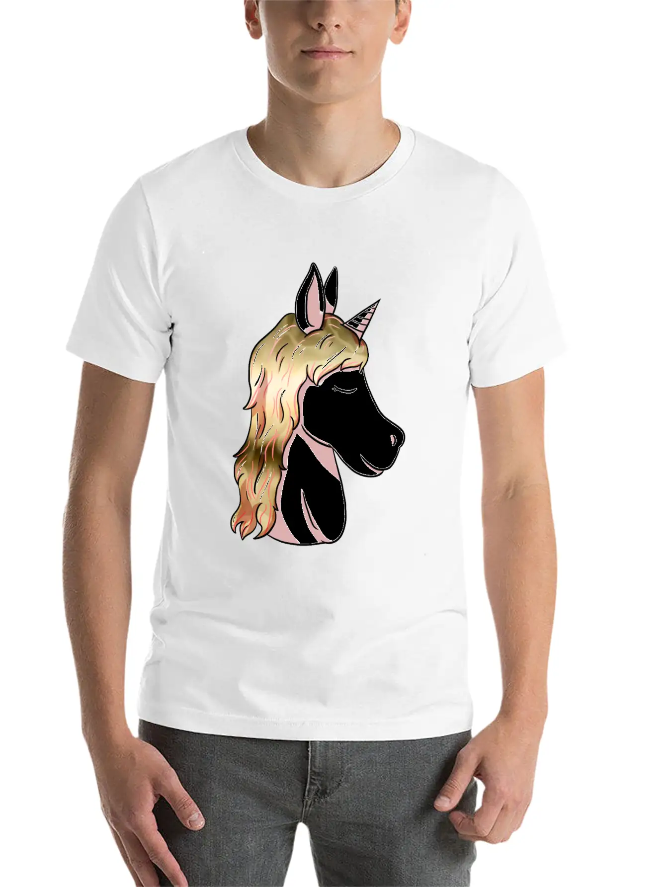 Unicorn Head Unicorn Head Unicorn Head Stylish Everyday T-Shirt – Unisex Basic Cotton Tee