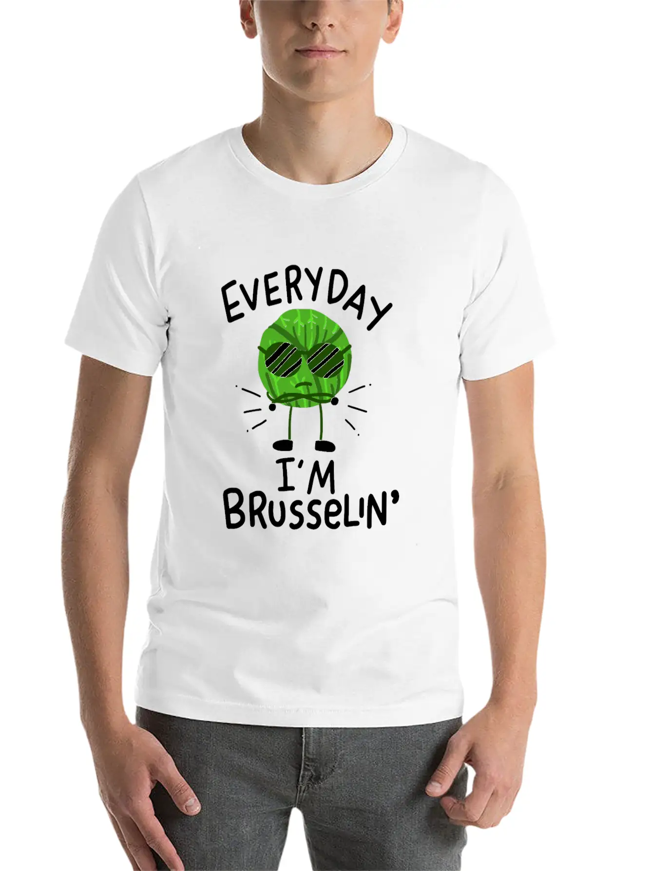 Vegan Brussels Sprouts Simple Everyday Graphic Tee – Lightweight Summer Wear