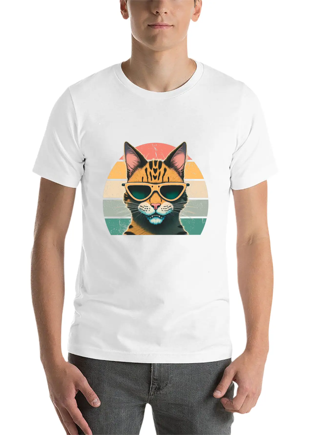 Vintage Retro Cat Stylish Everyday T-Shirt – Unisex Basic Cotton Tee