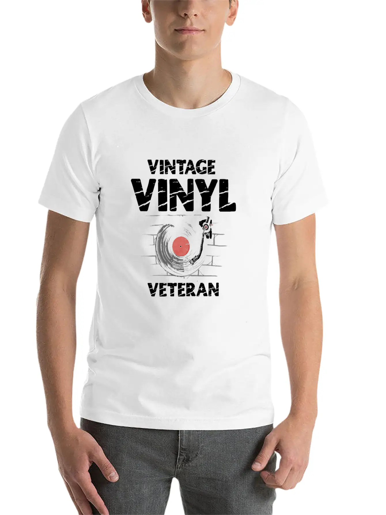 Vintage Vinyl Veteran Audiophile Music Lover Stylish Everyday T-Shirt – Unisex Basic Cotton Tee